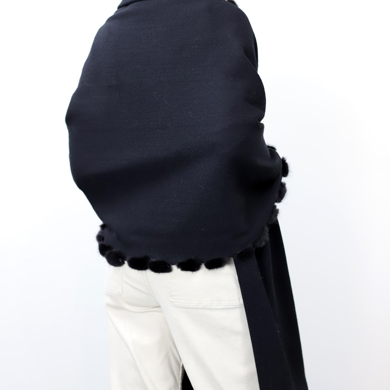 La Fiorentina | Beautiful Wrap with Mink Poms - Black/Black - Fur Wrap - La Fiorentina KMB/18