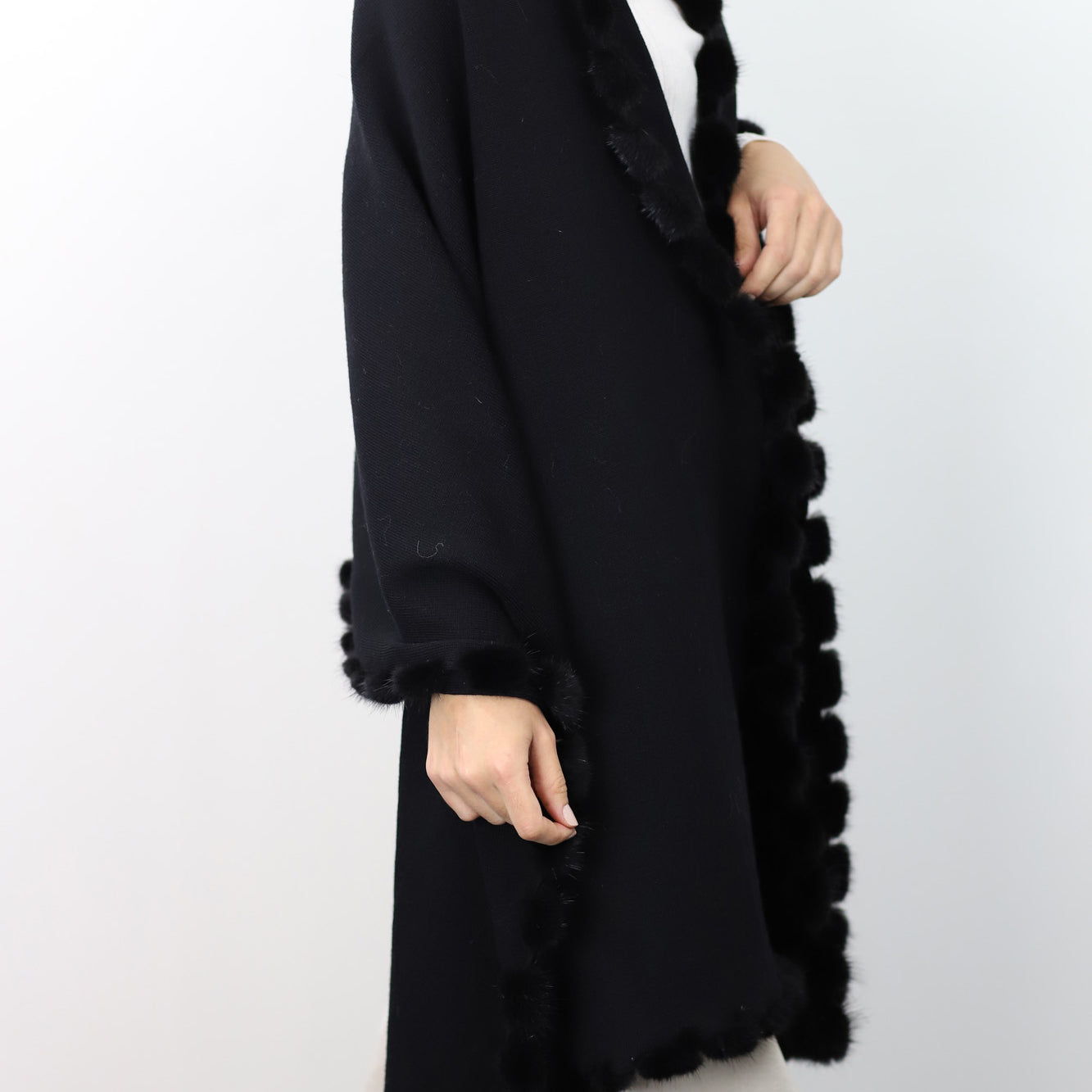La Fiorentina | Beautiful Wrap with Mink Poms - Black/Black - Fur Wrap - La Fiorentina KMB/18