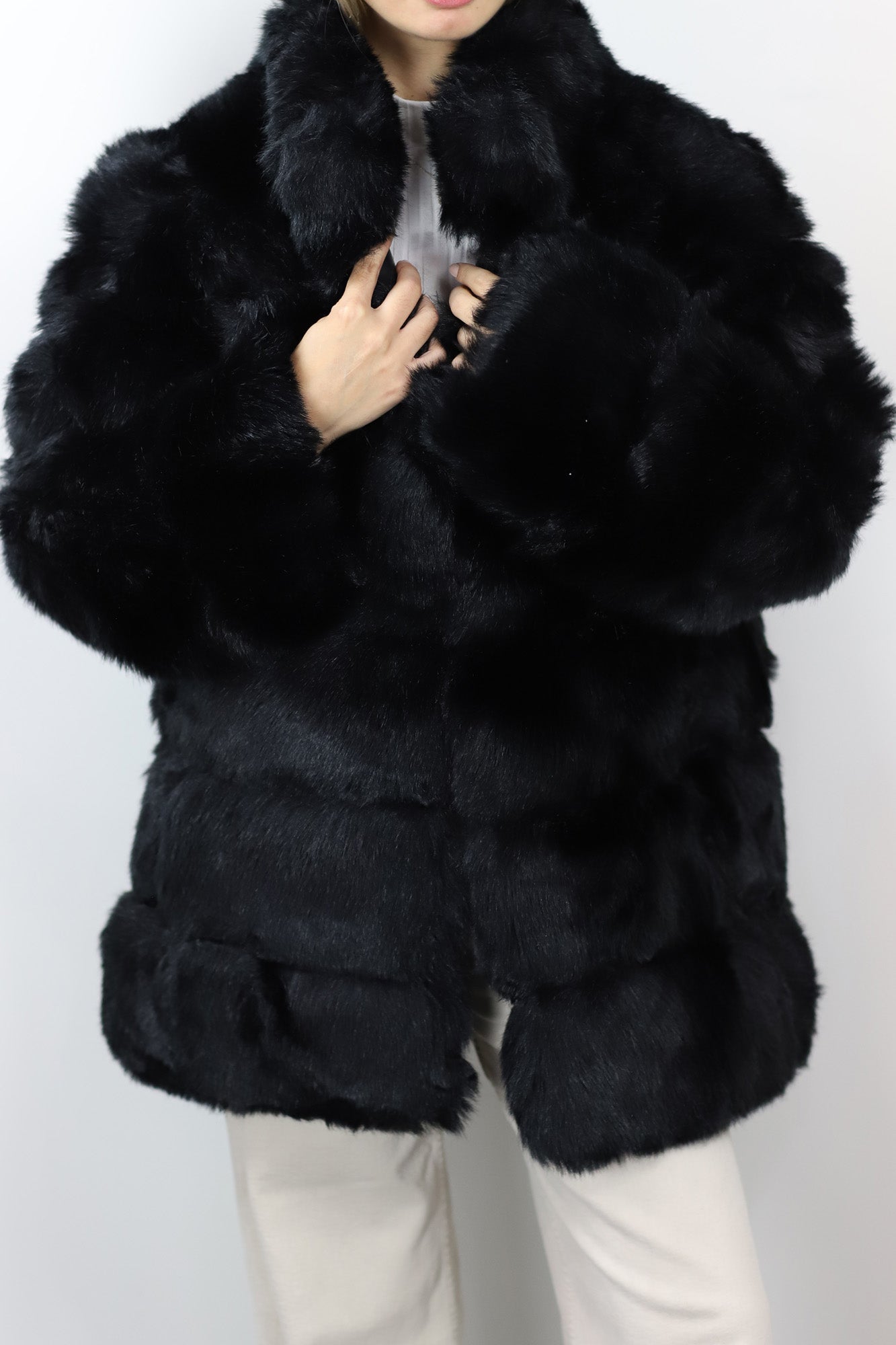 La Fiorentina Faux Fur Jacket - Black - Faux Fur Jacket - La Fiorentina FAUX2021-L-BLACK