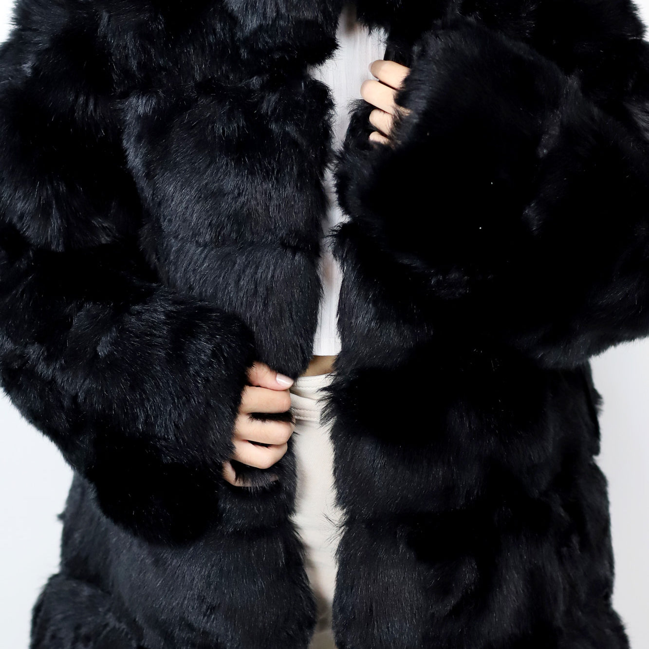 La Fiorentina Faux Fur Jacket - Black - Faux Fur Jacket - La Fiorentina FAUX2021-L-BLACK