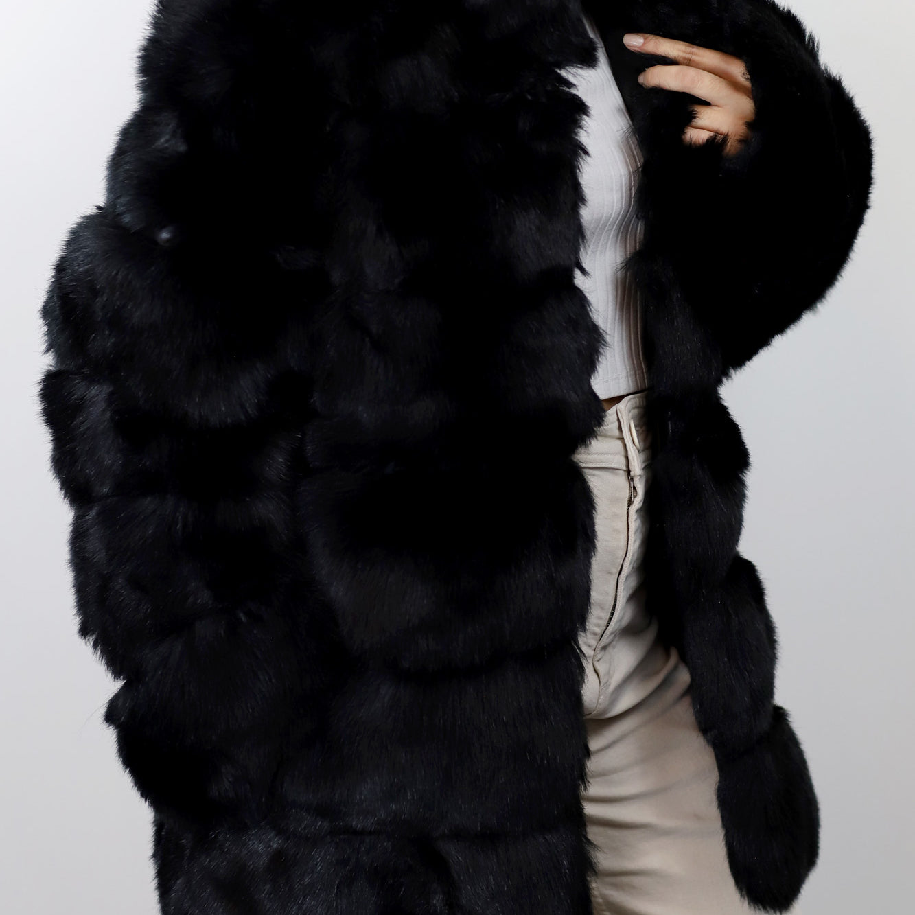 La Fiorentina Faux Fur Jacket - Black - Faux Fur Jacket - La Fiorentina FAUX2021-S-BLACK