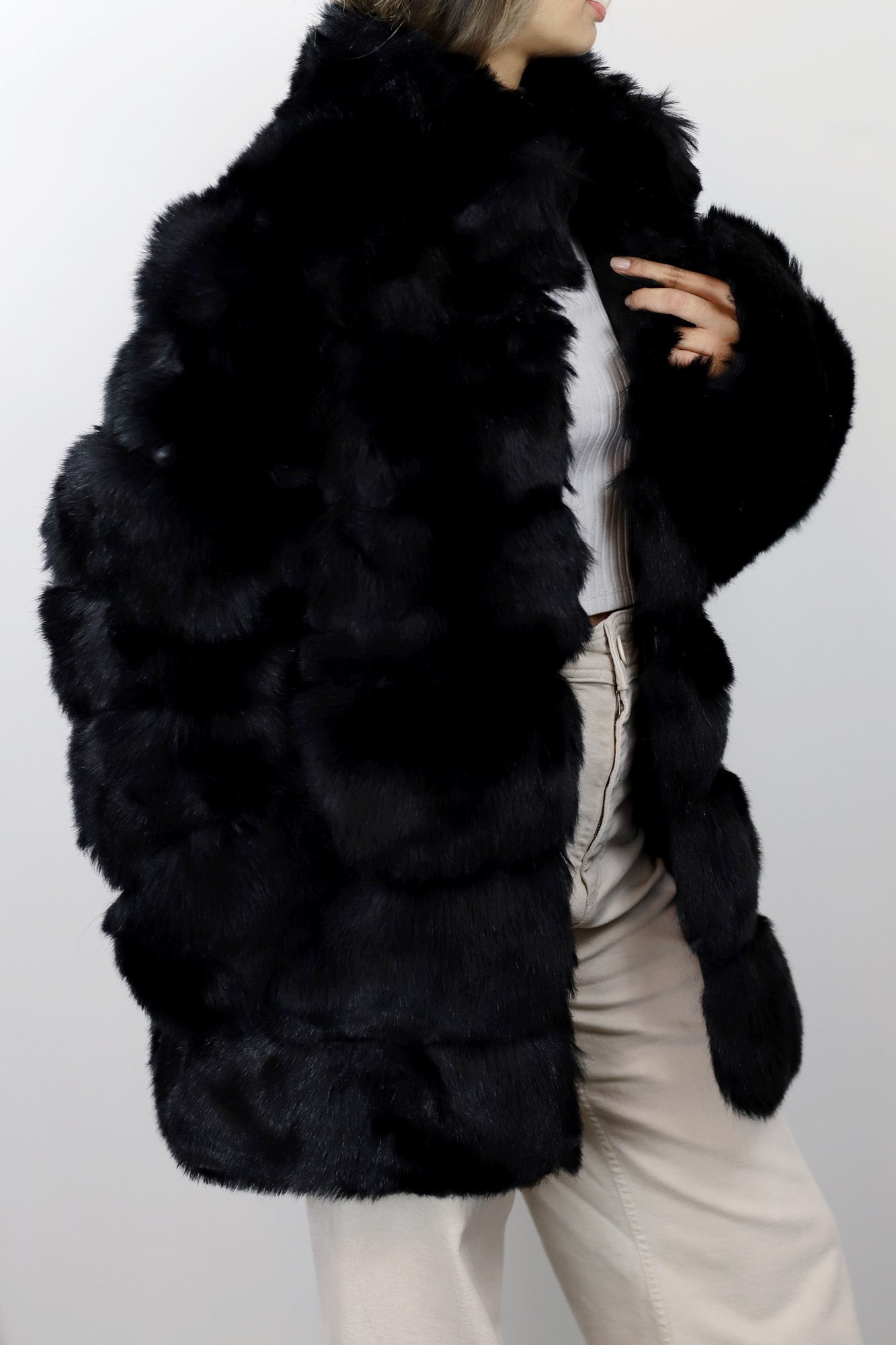 La Fiorentina Faux Fur Jacket - Black - Faux Fur Jacket - La Fiorentina FAUX2021-S-BLACK