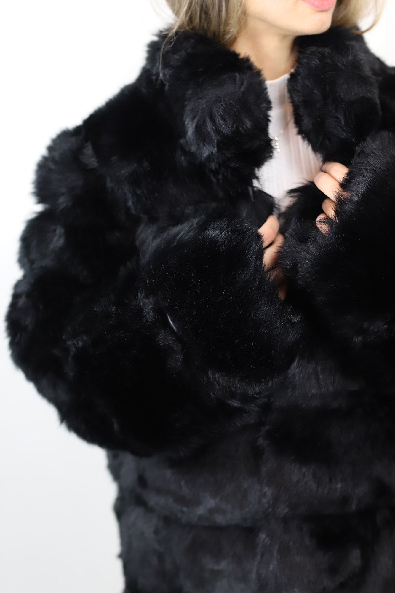 La Fiorentina Faux Fur Jacket - Black