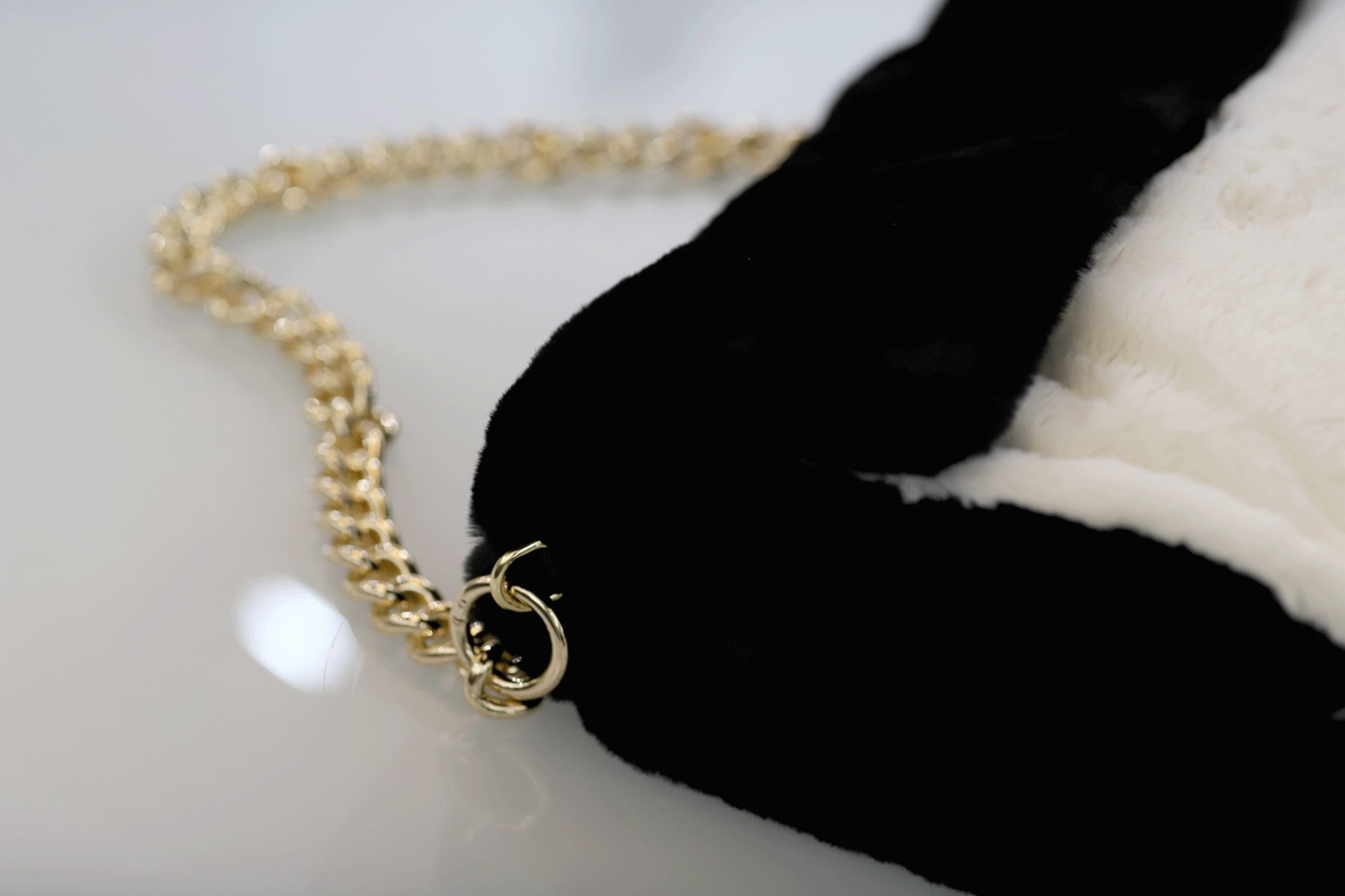 Two Tone Faux Fur Bag - Black/White - Faux Fur Hand Bag - La Fiorentina HB-281-blkwht