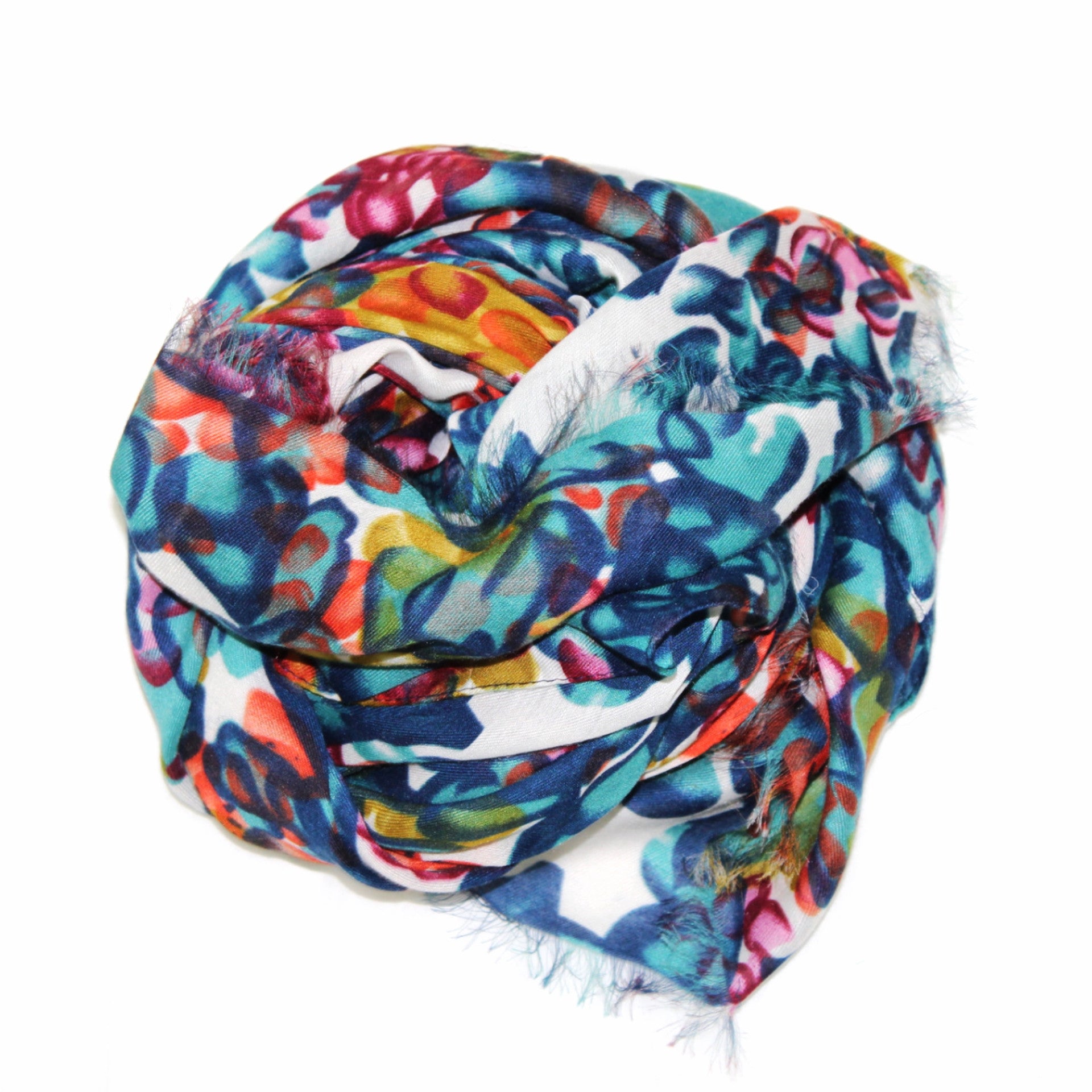 Floral Print Scarf - Blue - Scarf - La Fiorentina 21471/MA