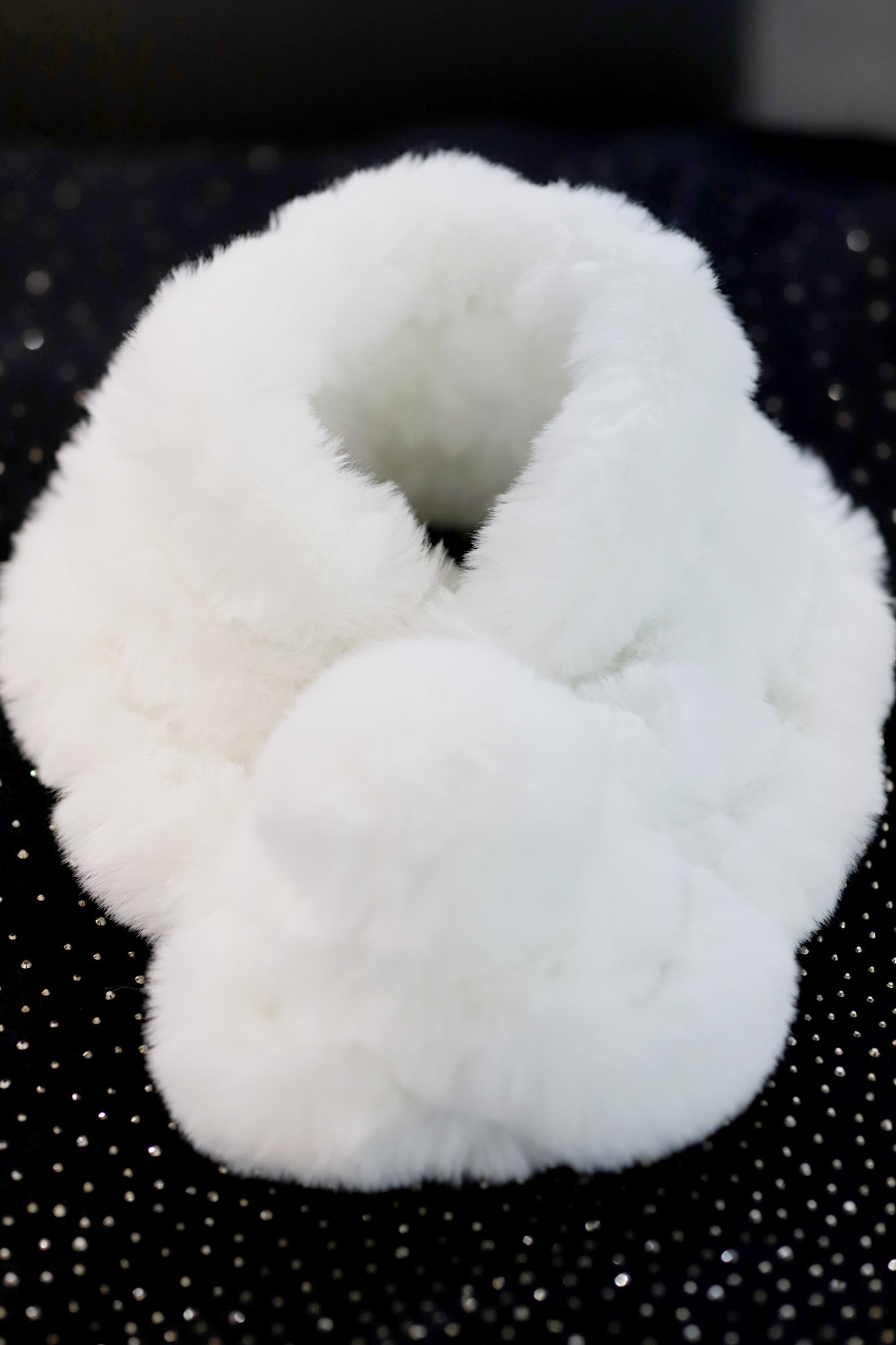 Faux Pull Through Scarf with Pom Detail- Ivory - Faux Fur Scarf - La Fiorentina NF2007560-IVORY