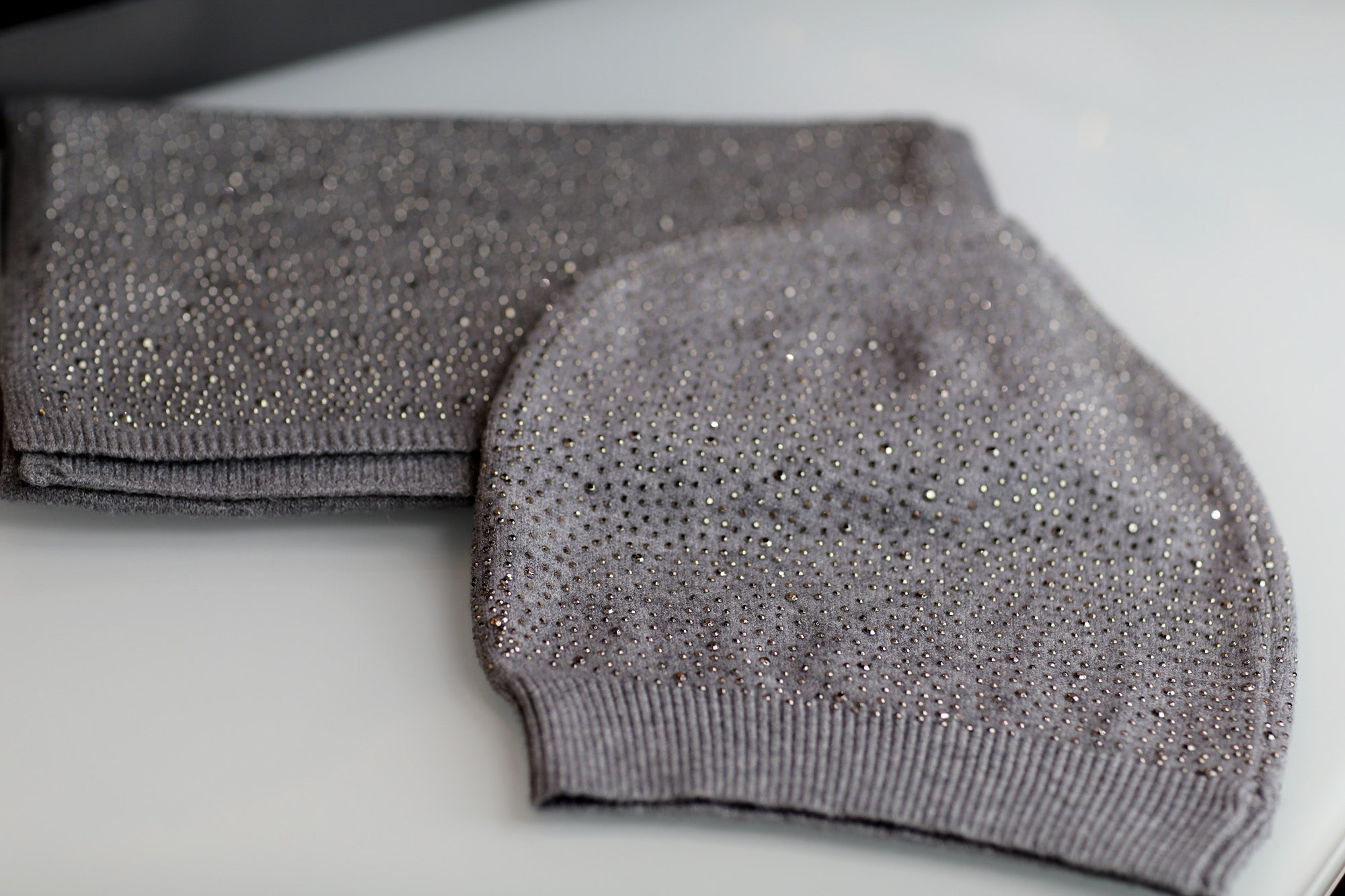 Matching Embellished Scarf and Hat Set - Set - La Fiorentina,Grey BE07-B-1_black