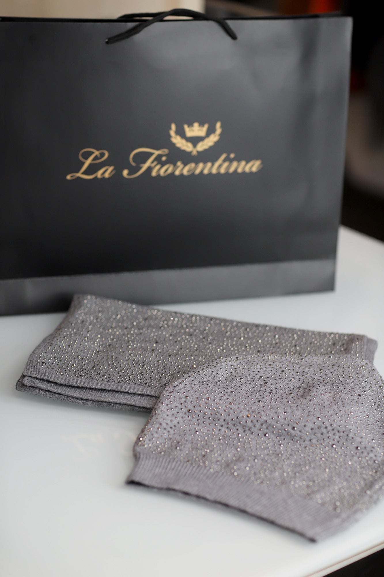 Matching Embellished Scarf and Hat Set - Set - La Fiorentina,Grey BE07-B-1_grey