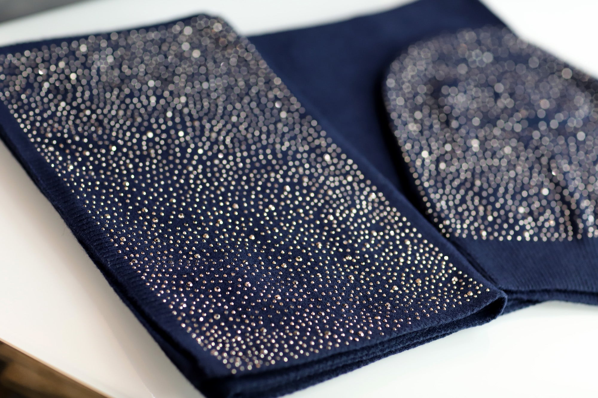 Matching Embellished Scarf and Hat Set - Set - La Fiorentina,Navy BE07-B-1