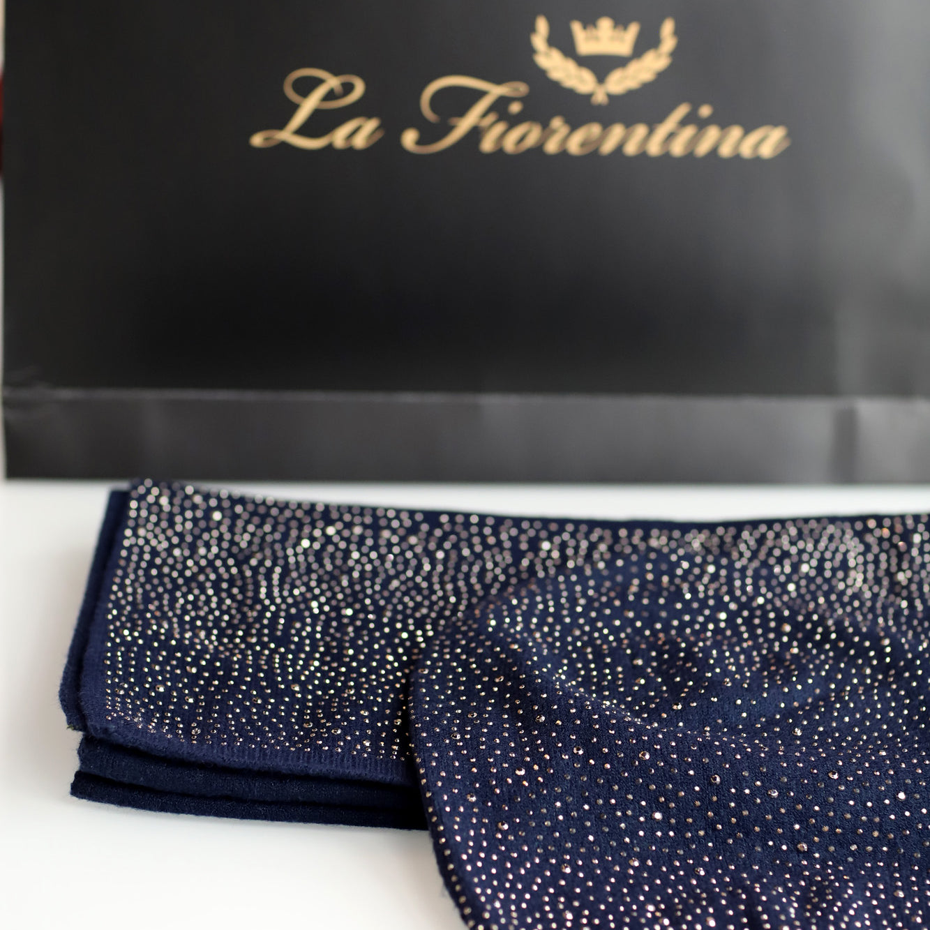Matching Embellished Scarf and Hat Set - Set - La Fiorentina,Navy BE07-B-1