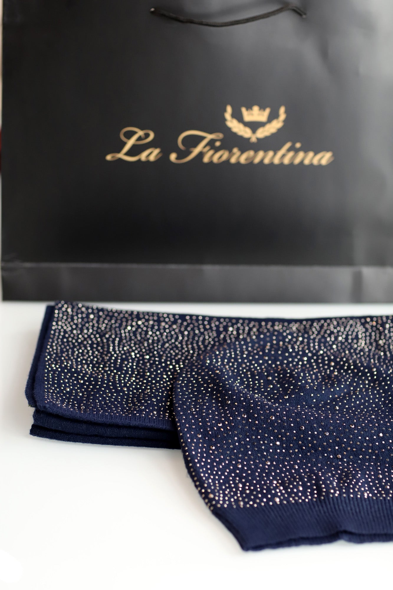 Matching Embellished Scarf and Hat Set - Set - La Fiorentina,Navy BE07-B-1