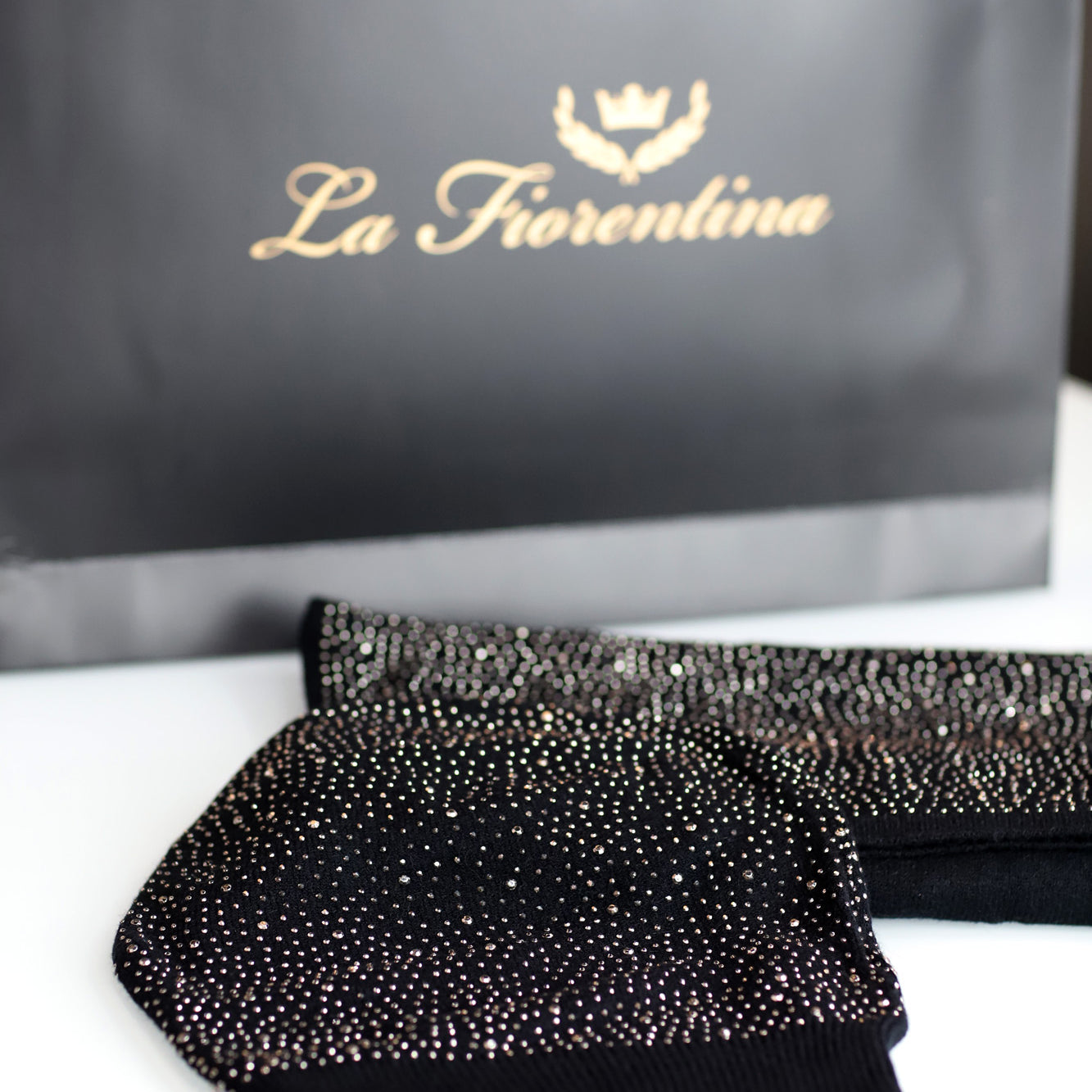 Matching Embellished Scarf and Hat Set - Set - La Fiorentina,Black BE07-B-1 