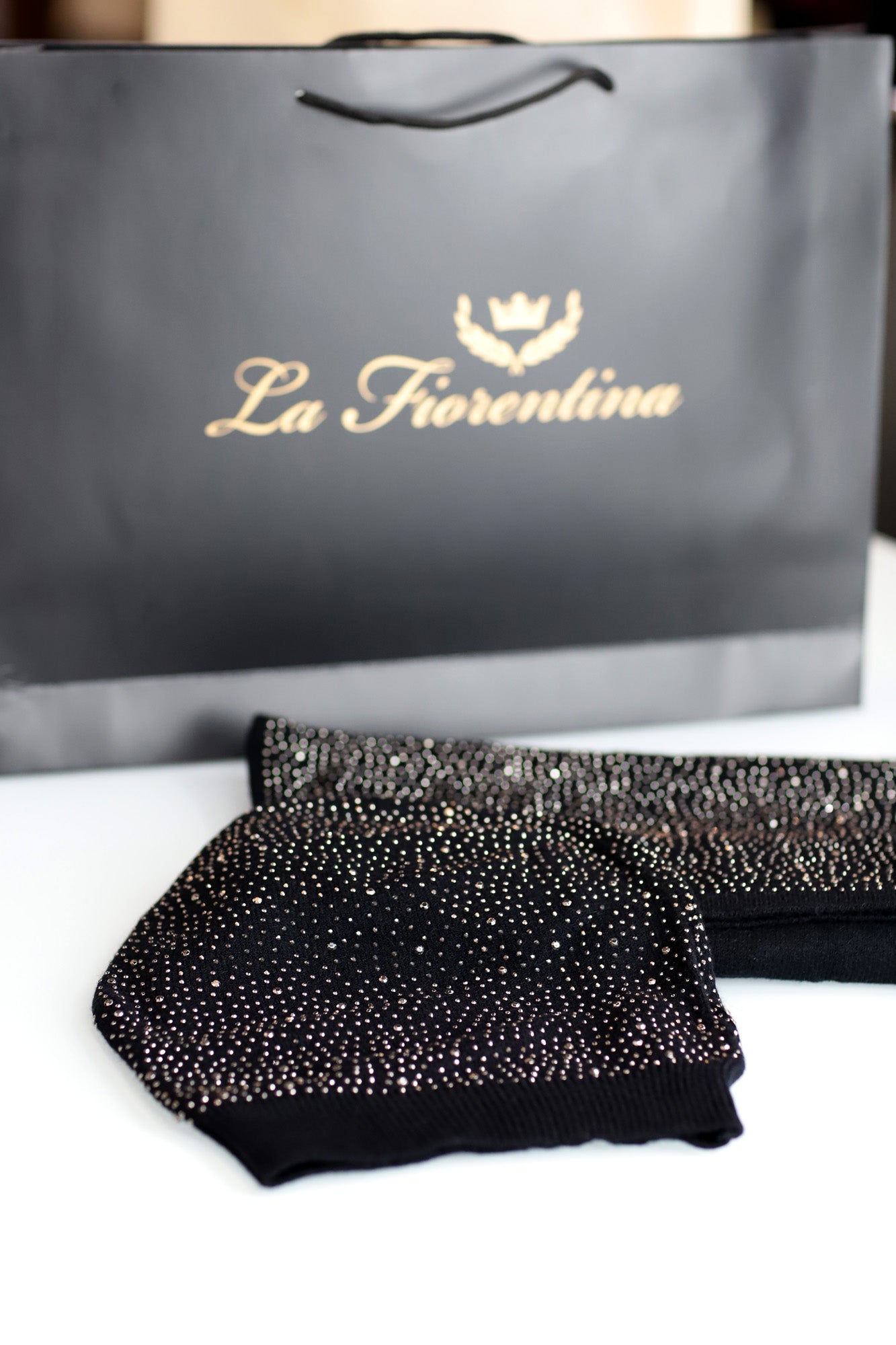 Matching Embellished Scarf and Hat Set - Set - La Fiorentina,Black BE07-B-1 
