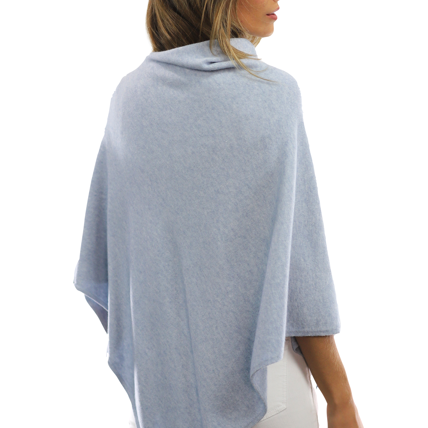 Poncho with Embellished Floral Print - Poncho - La Fiorentina,Blue B40-L-2