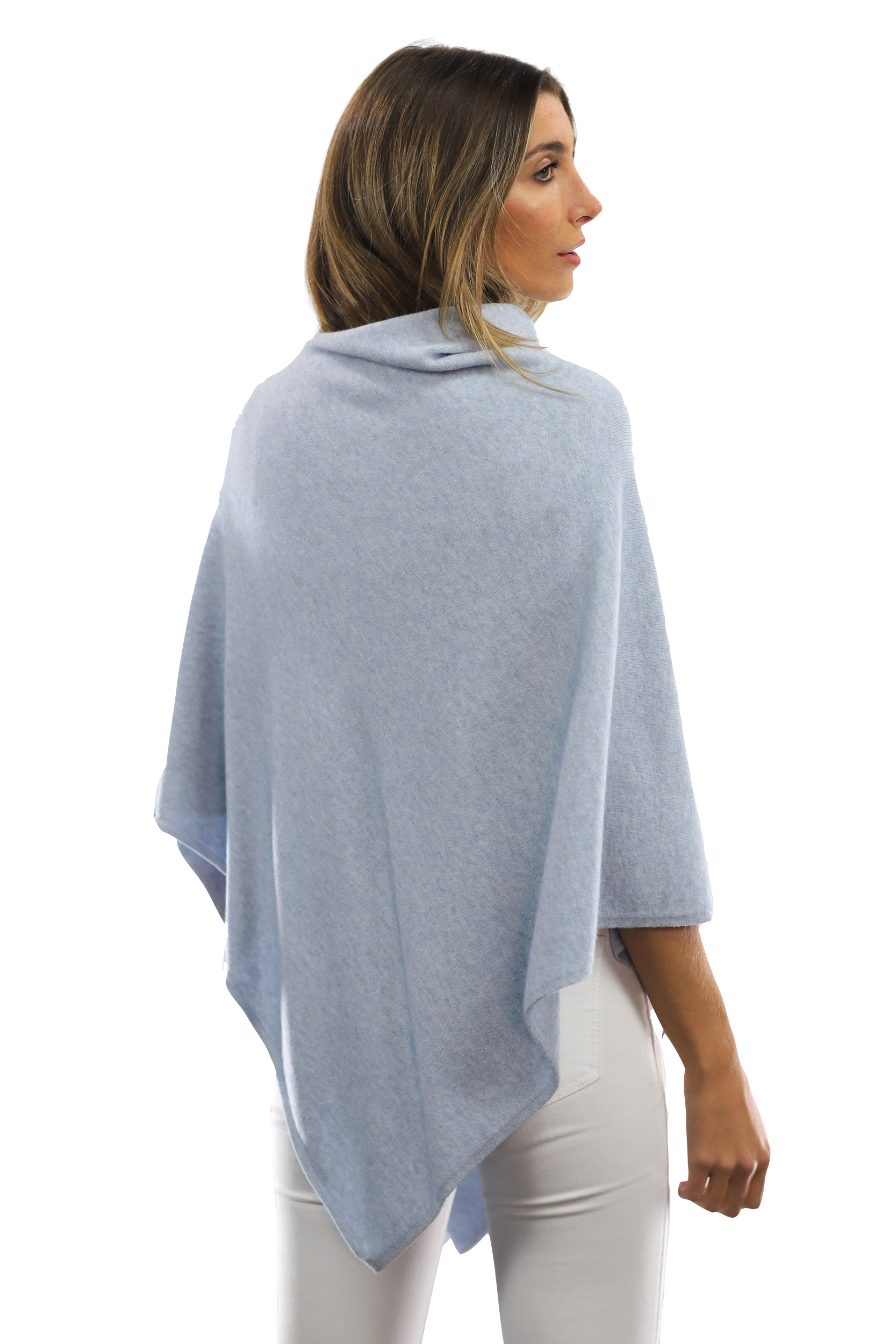 Poncho with Embellished Floral Print - Poncho - La Fiorentina,Blue B40-L-2