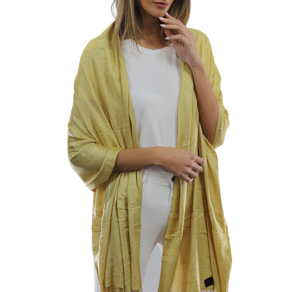 Solid Fringe Pashmina - Khaki - Pashmina - La Fiorentina G2479/MA