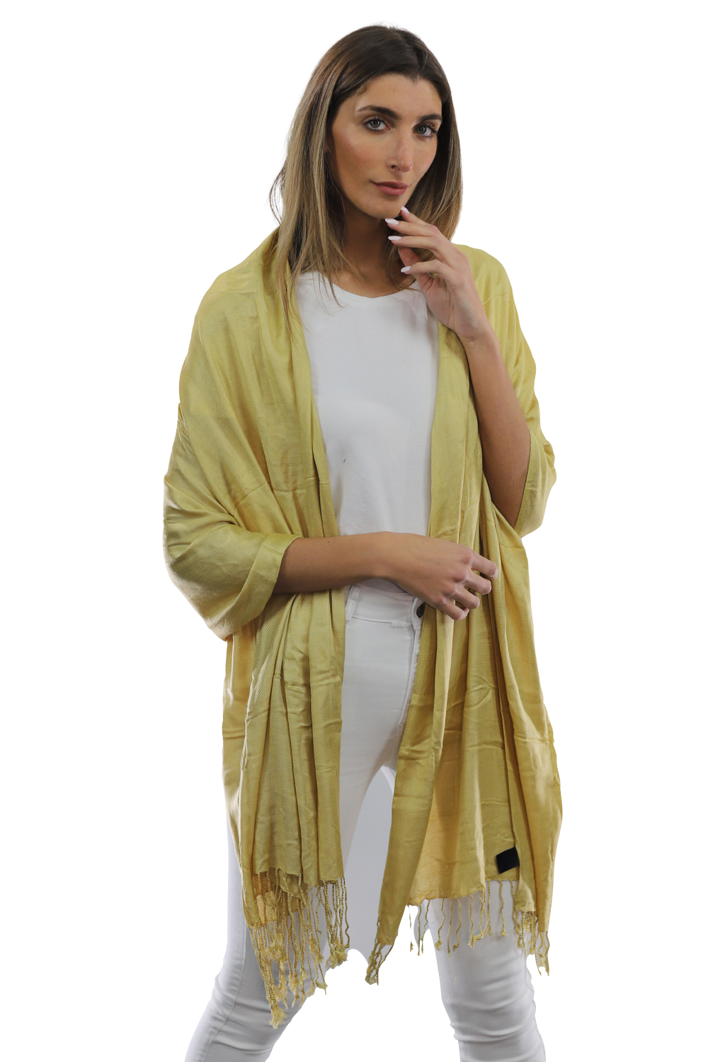 Solid Fringe Pashmina - Khaki - Pashmina - La Fiorentina G2479/MA