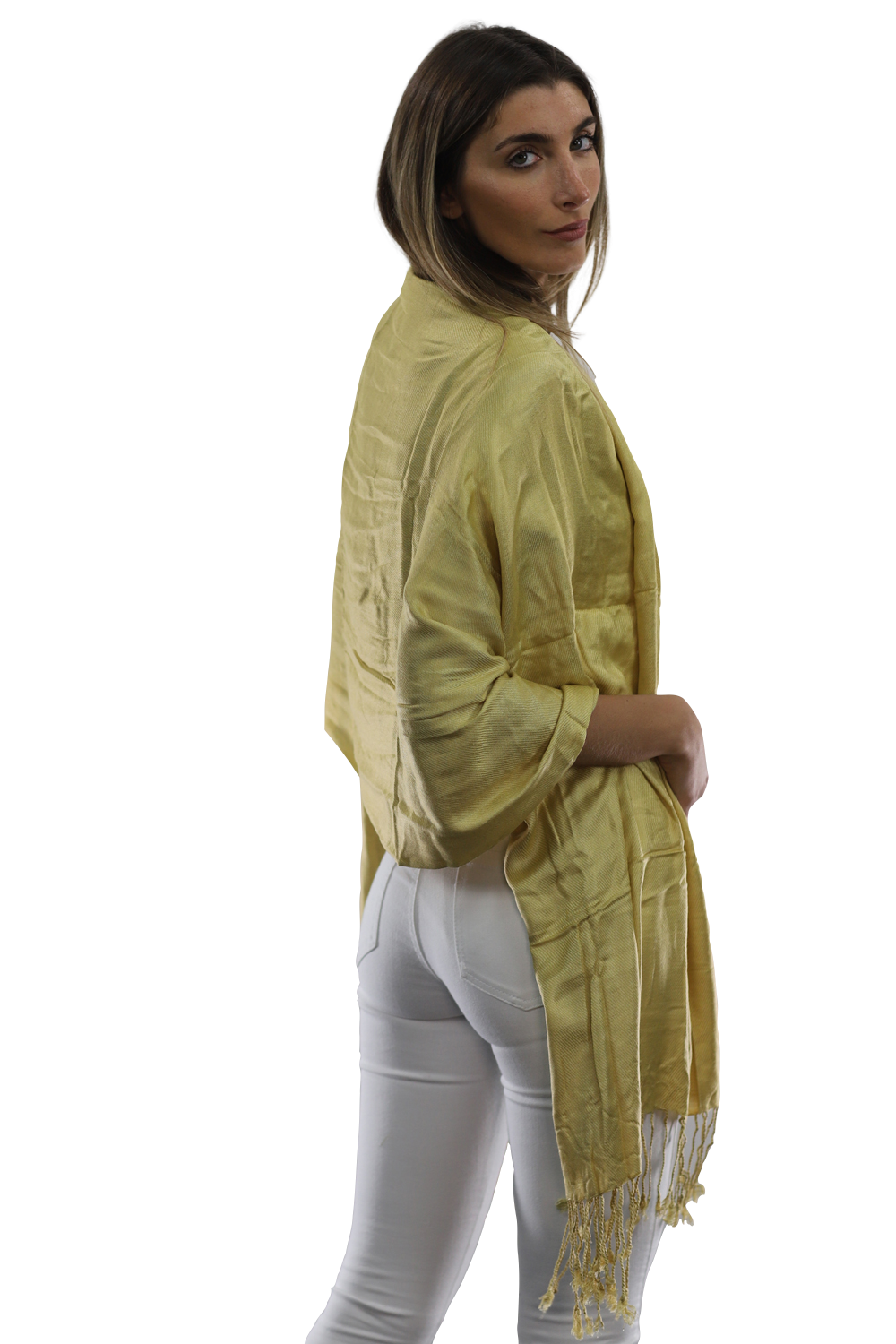 Solid Fringe Pashmina - Khaki - Pashmina - La Fiorentina G2479/MA