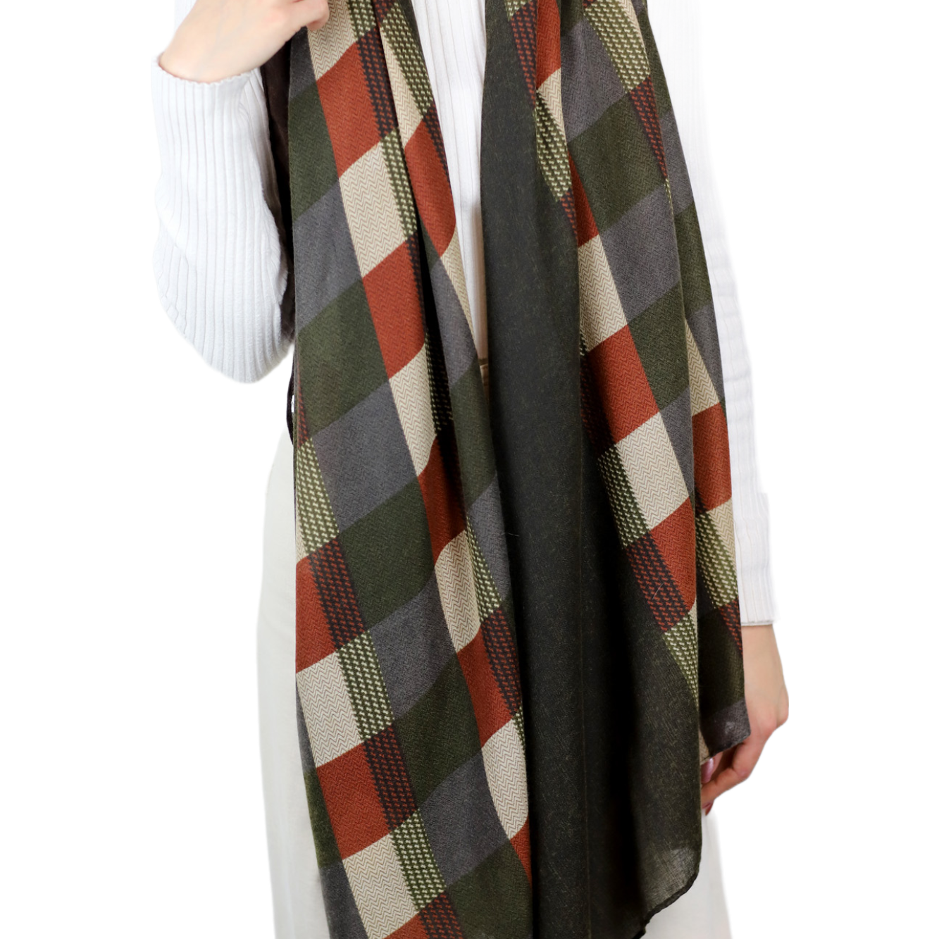 La Fiorentina Checkered Print Lightweight Wrap 100% Polyester - Green - scarf - La Fiorentina WX02