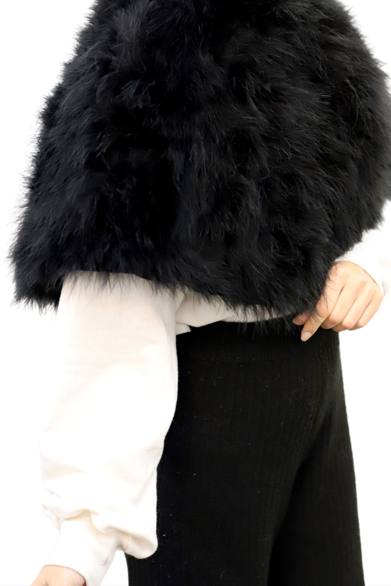La Fiorentina - Black Feather Capelet - Cape - La Fiorentina 217342S