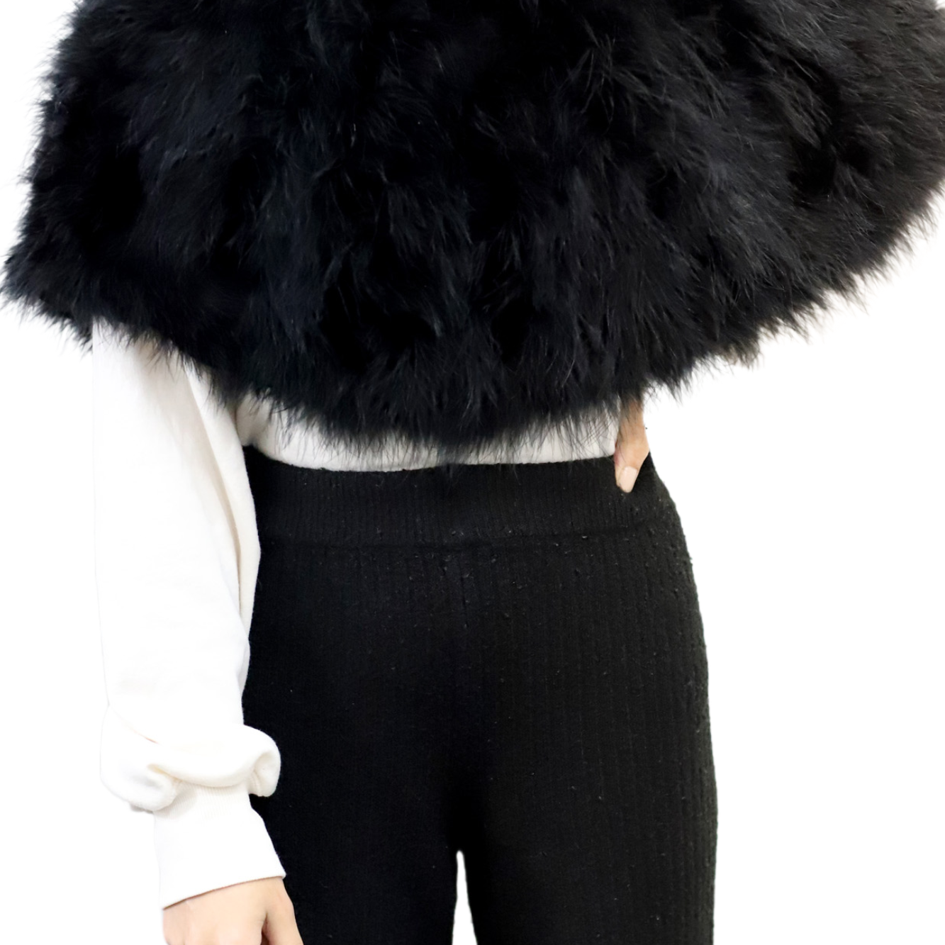 La Fiorentina - Black Feather Capelet - Cape - La Fiorentina 217342S