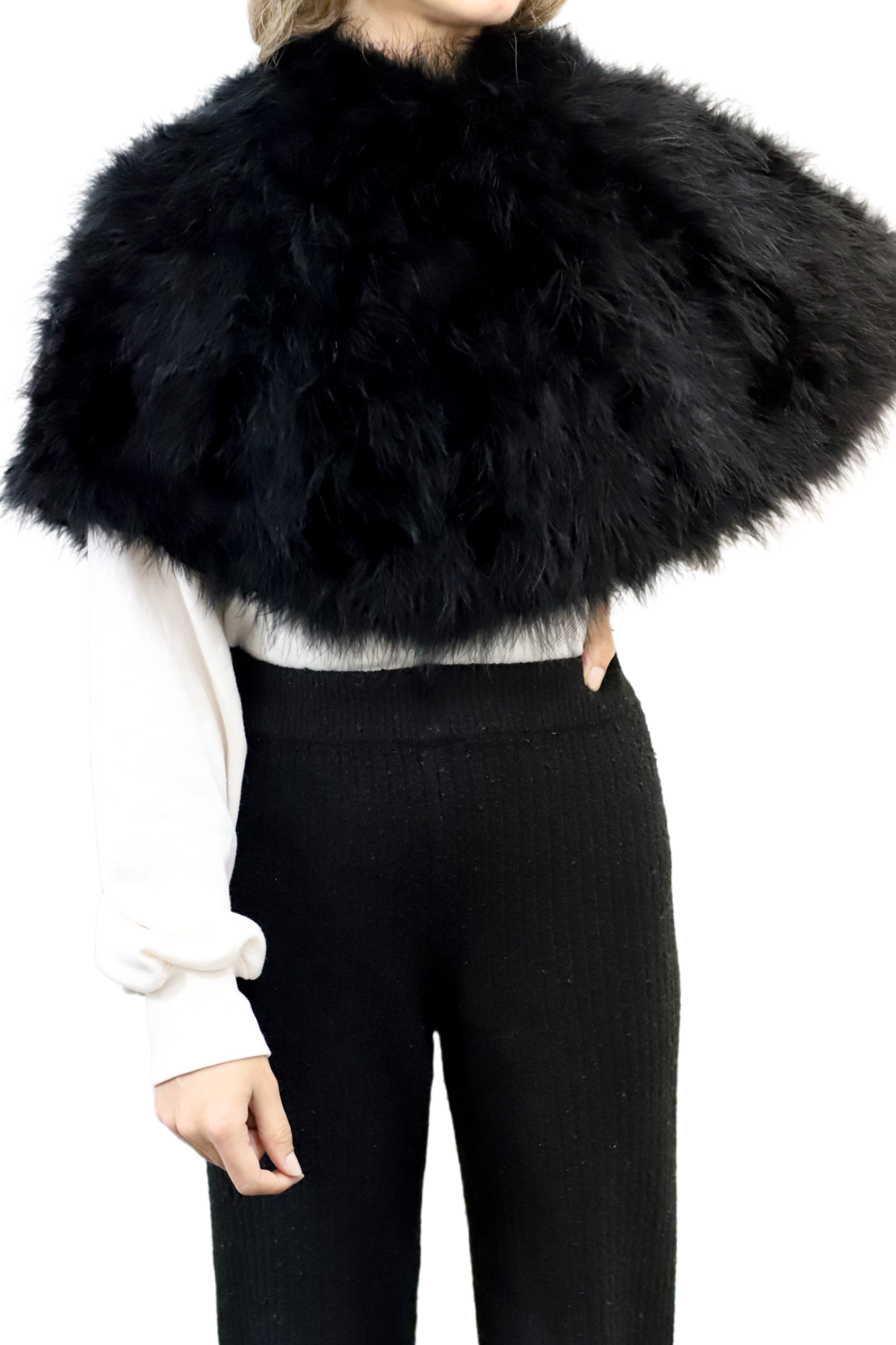 La Fiorentina - Black Feather Capelet - Cape - La Fiorentina 217342S