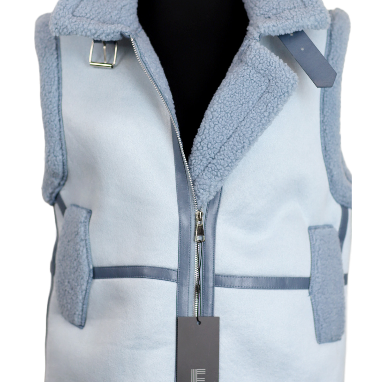 Faux Shearling Vest - Blue by Faux Co. - Faux Fur Vest - La Fiorentina VEST-2301