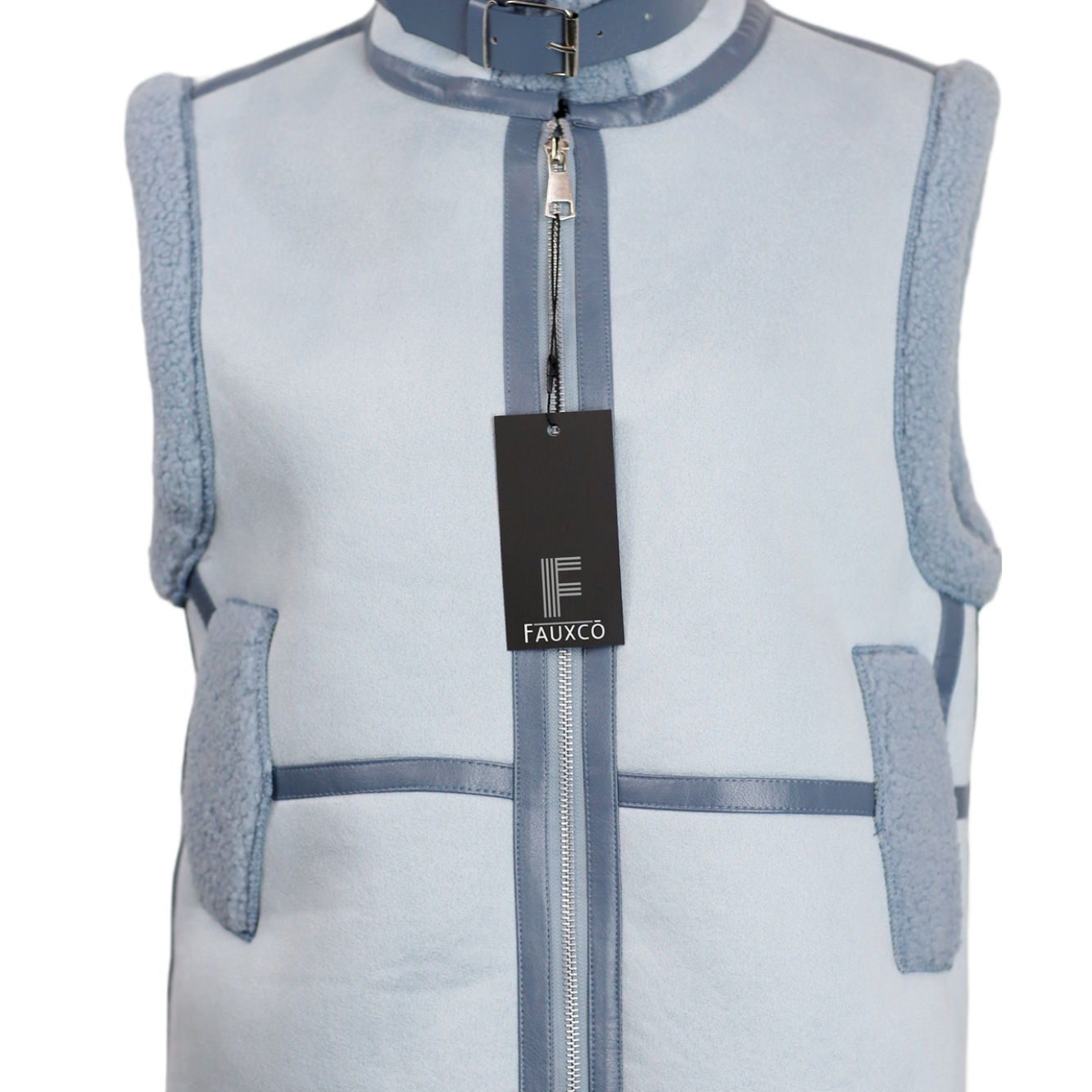 Faux Shearling Vest - Blue by Faux Co. - Faux Fur Vest - La Fiorentina VEST-2301