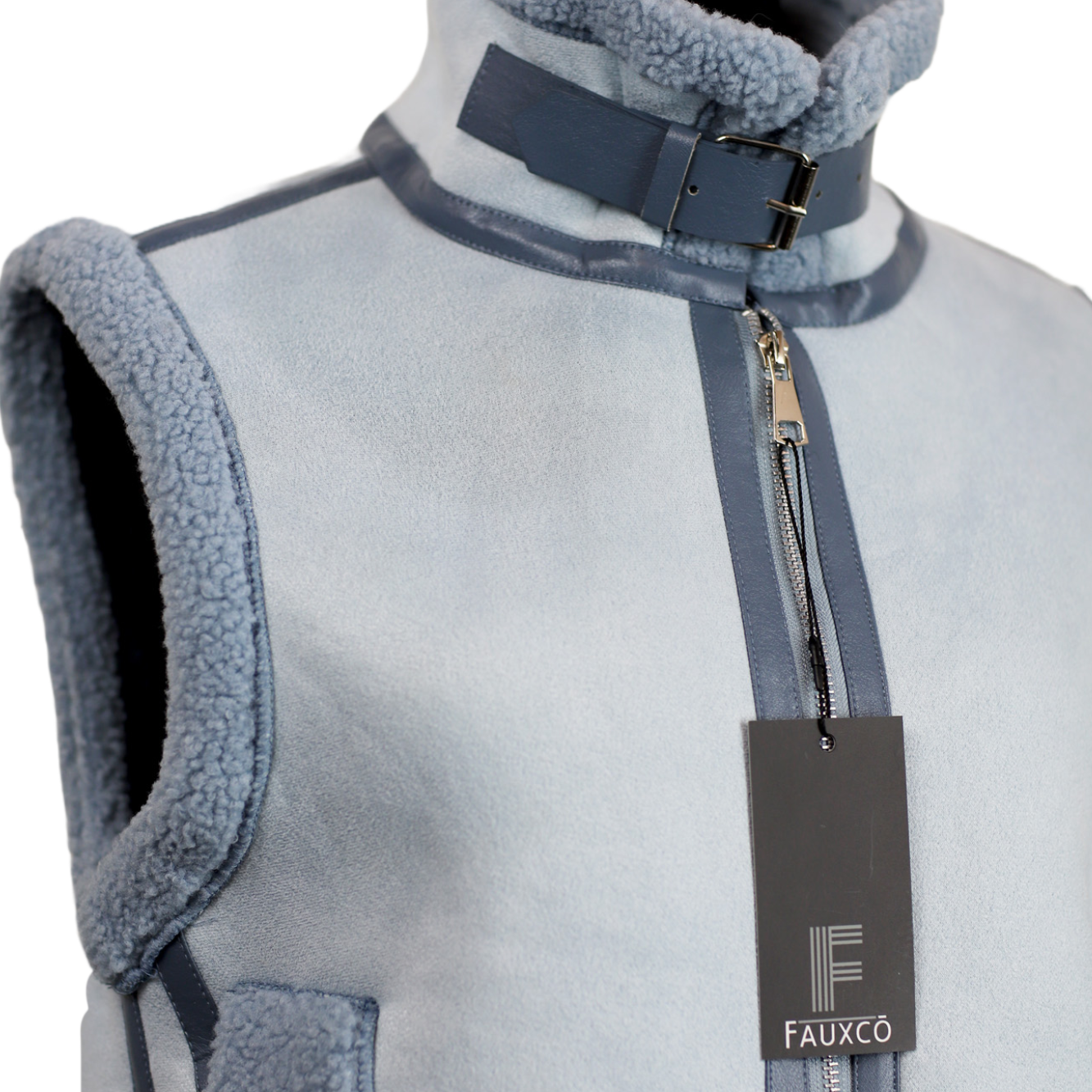 Faux Shearling Vest - Blue by Faux Co. - Faux Fur Vest - La Fiorentina VEST-2301