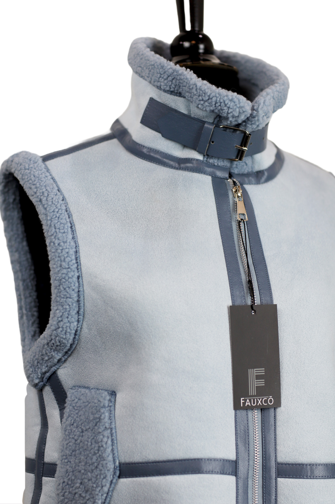 Faux Shearling Vest - Blue by Faux Co. - Faux Fur Vest - La Fiorentina VEST-2301