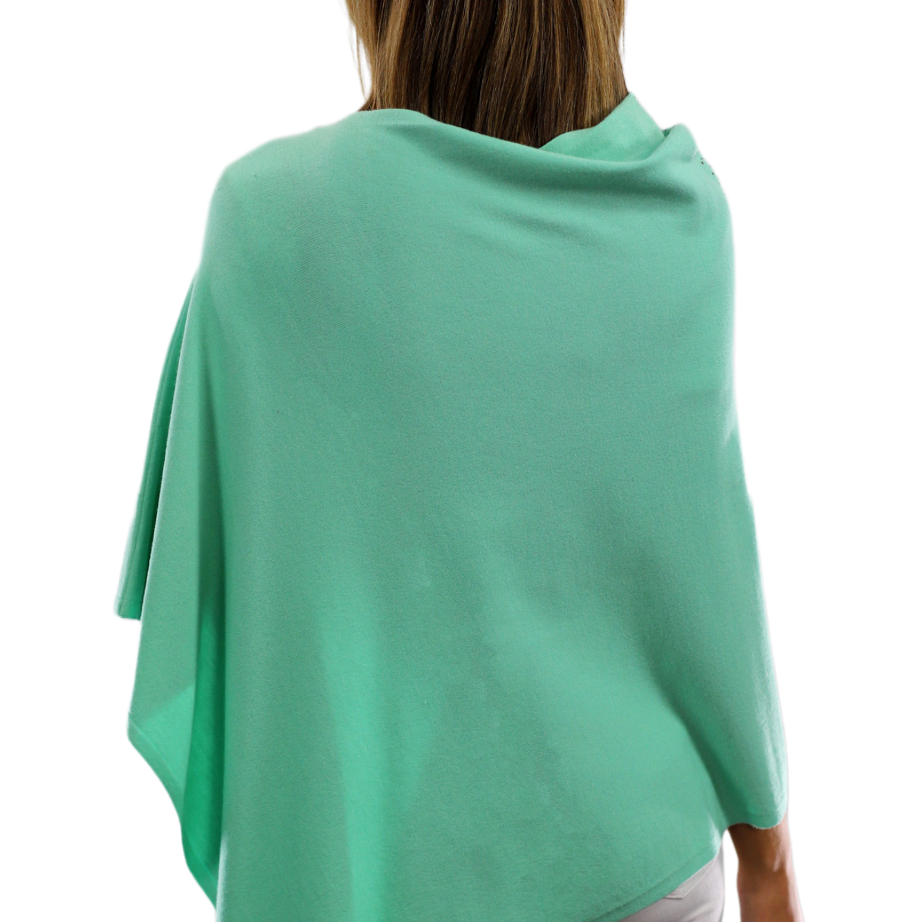Light Weight Poncho with Embellishments - Green - Poncho - La Fiorentina BE13
