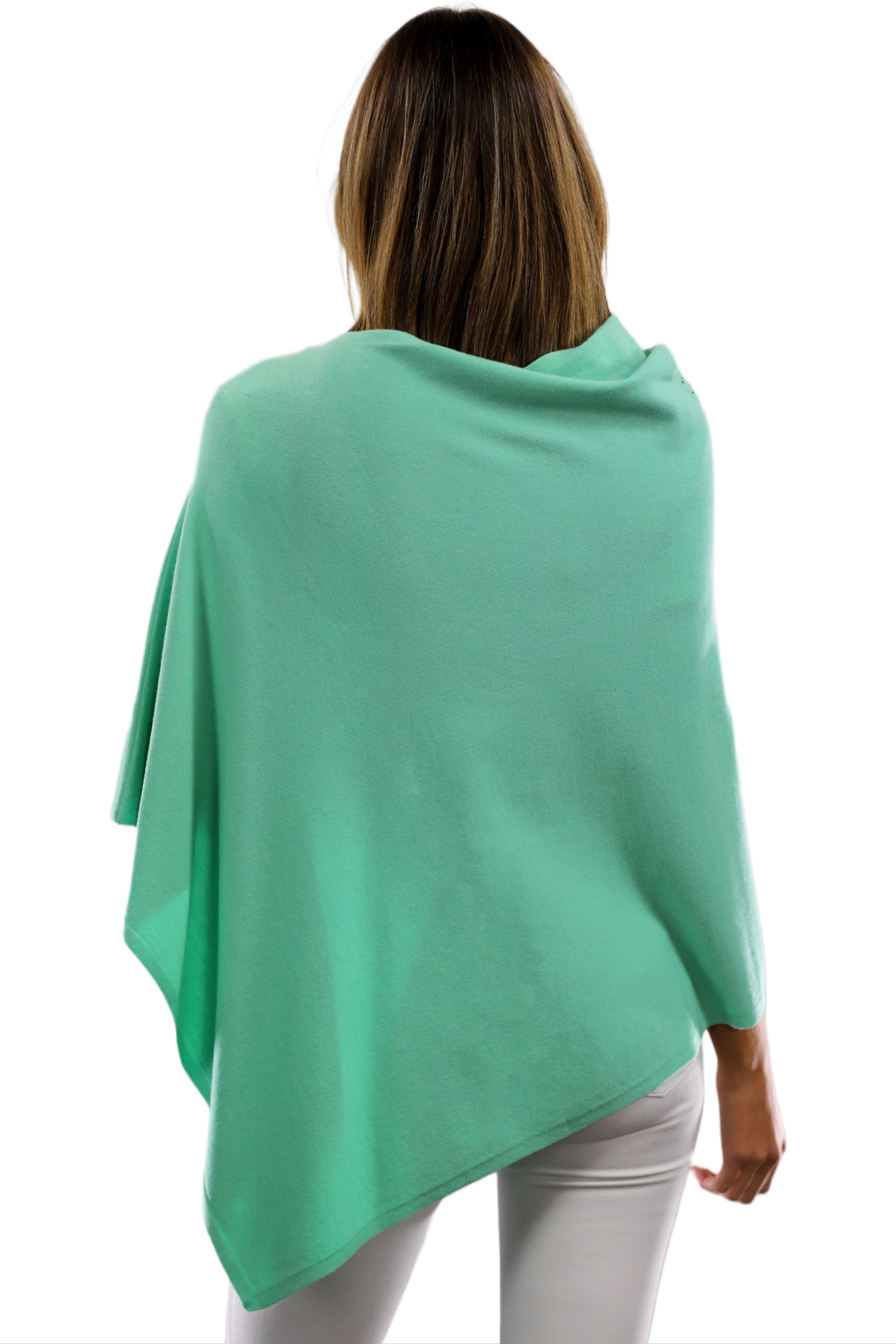 Light Weight Poncho with Embellishments - Green - Poncho - La Fiorentina BE13