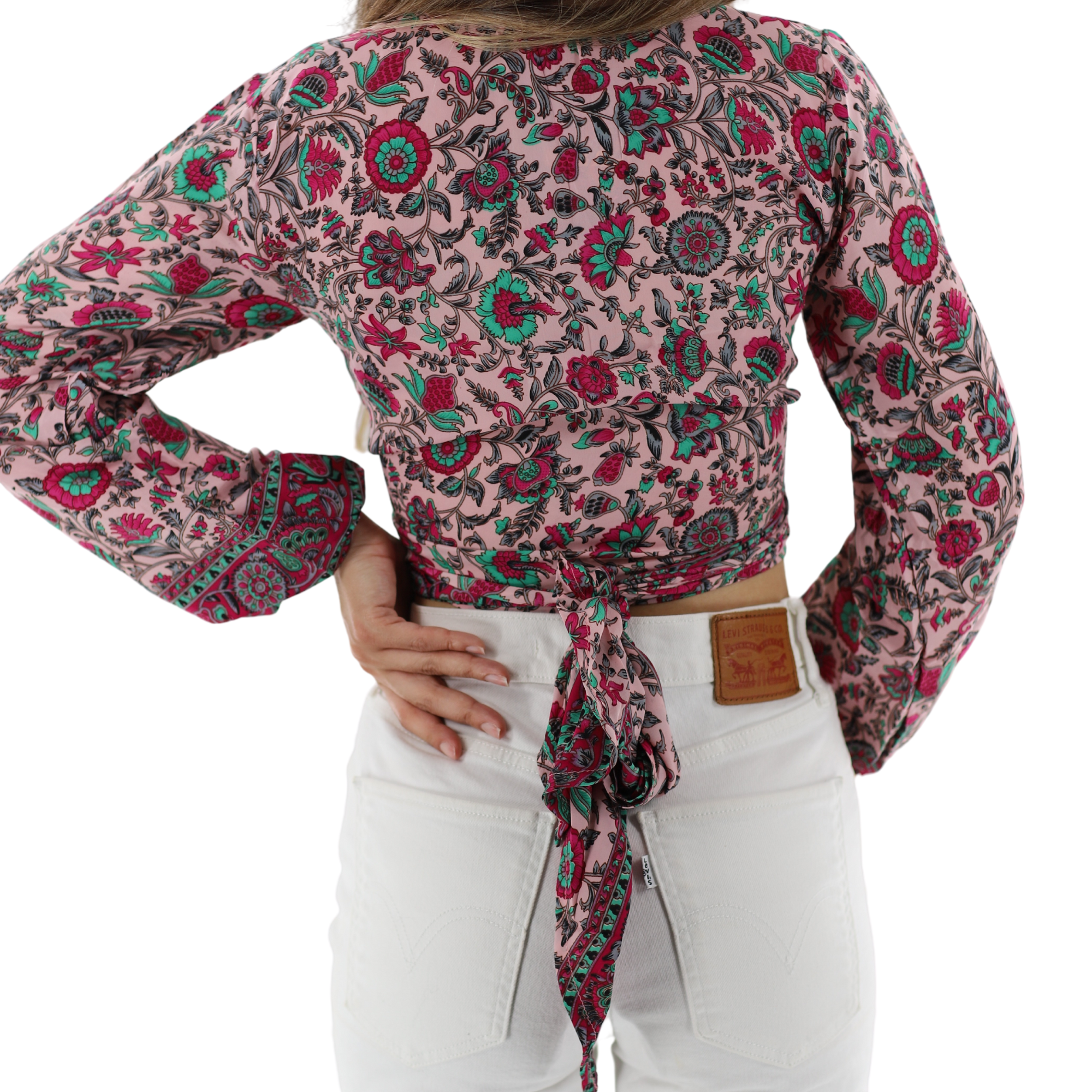 Natalia' Cropped w/ Front Knot Blouse - Dresses - La Fiorentina PW-R1-NATALIA-XS