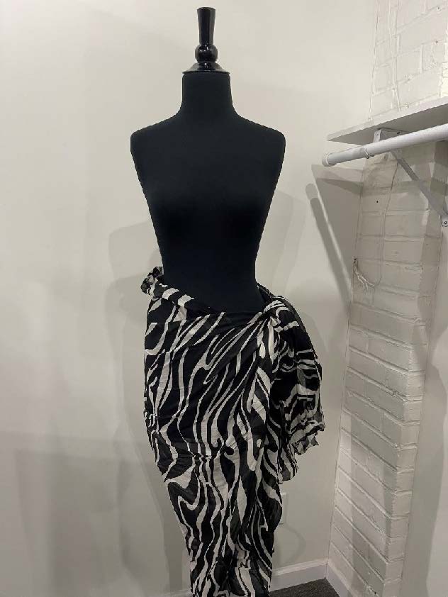 La Fiorentina Zebra Print Pareo - Black/White - Beach Cover up - La Fiorentina PAREO