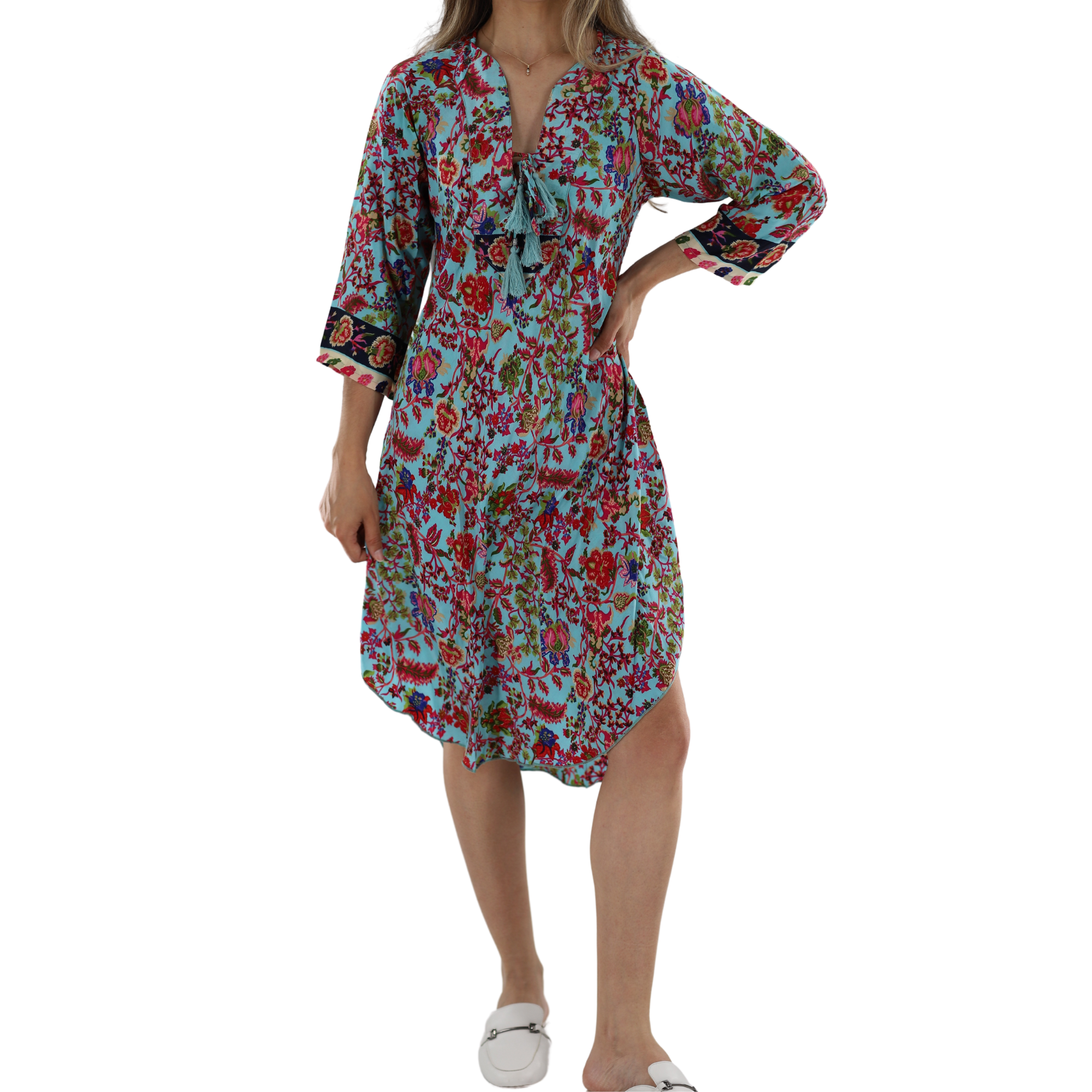 Mid Length 'Rebecca' Chest Tie Front Dress - Dresses - La Fiorentina 4068-REBECCA-XS