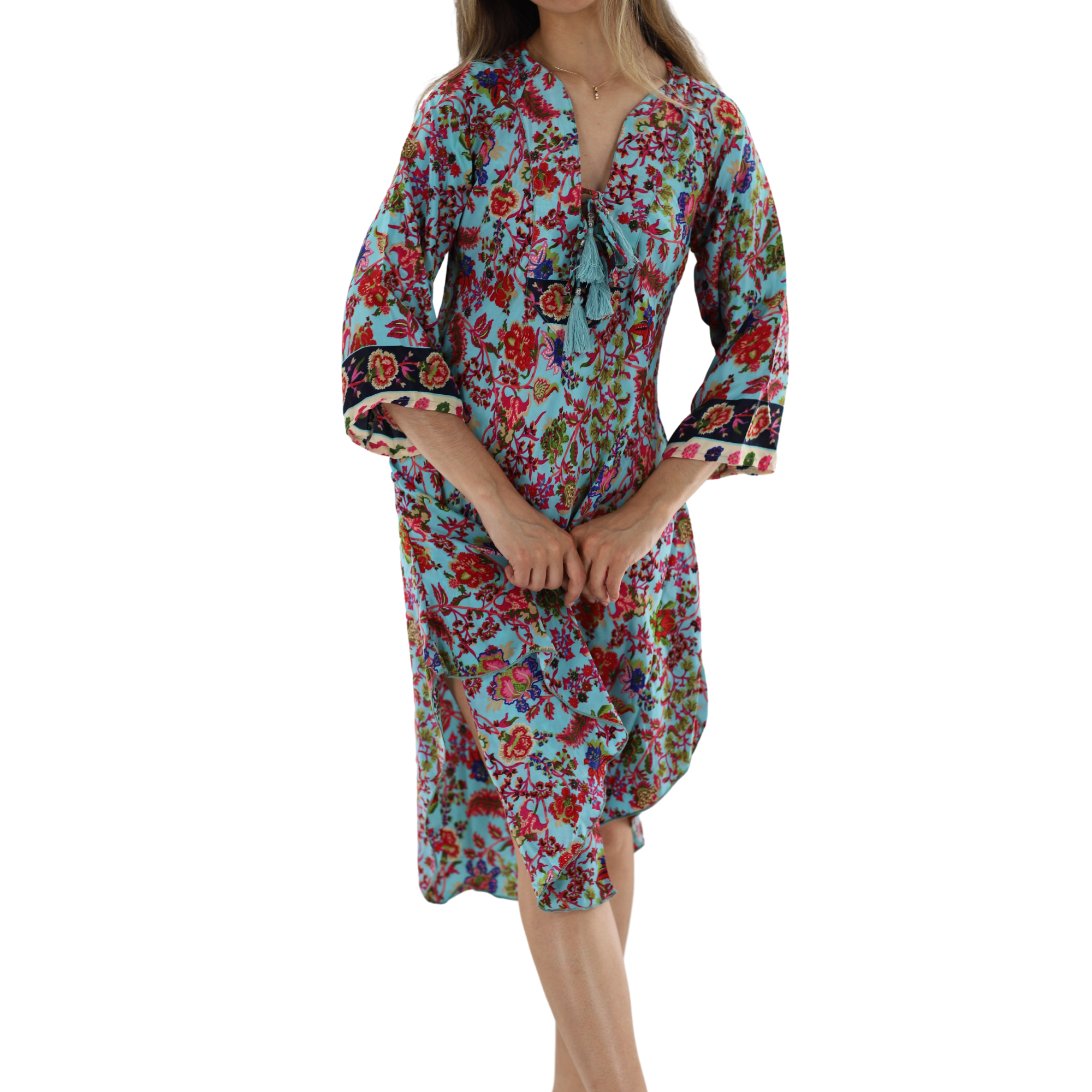 Mid Length 'Rebecca' Chest Tie Front Dress - Dresses - La Fiorentina 4068-REBECCA-S