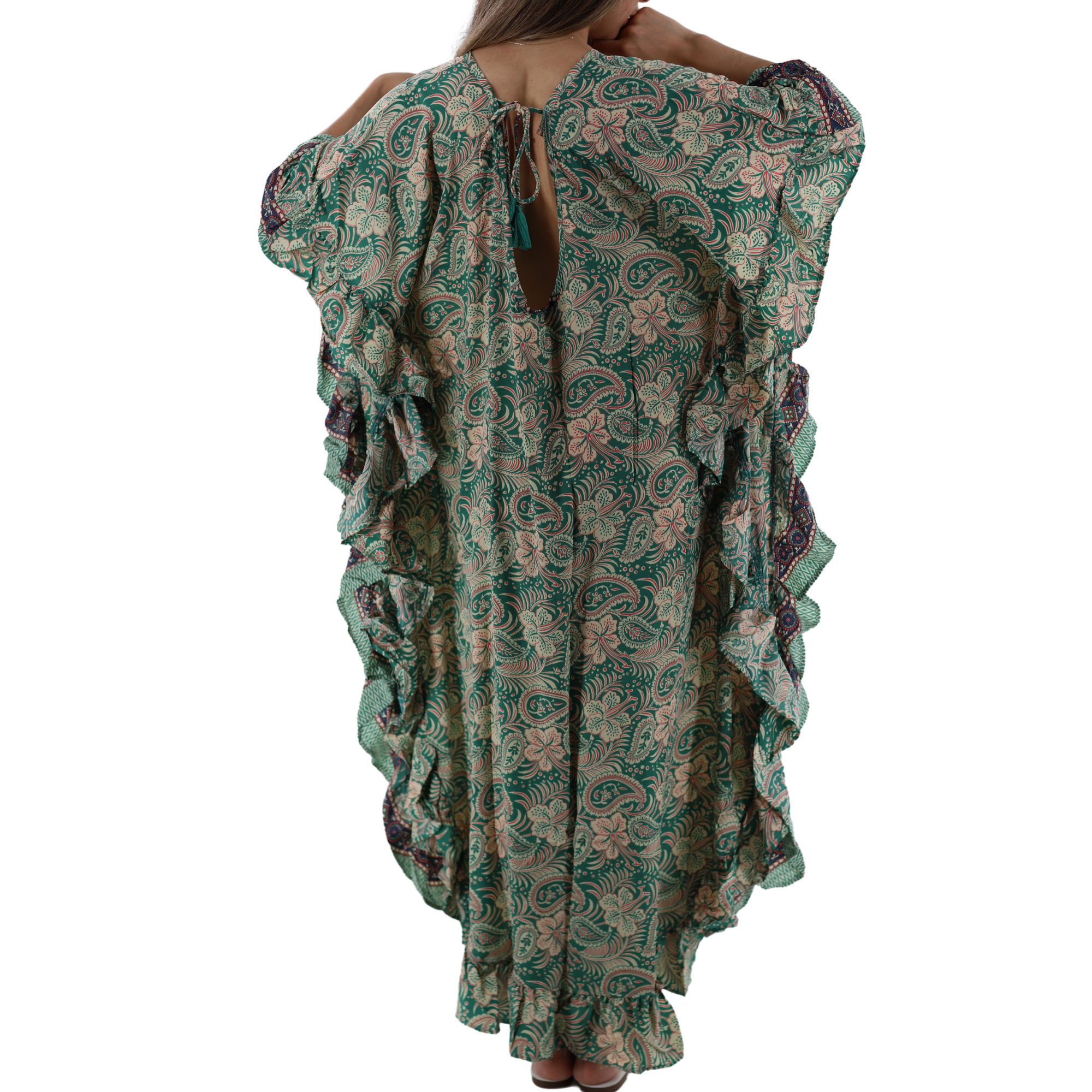 Flowy 'Sara' Maxi Dress with Wave Details - Dresses - La Fiorentina PW-11-SARA-S