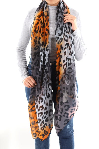 Leopard Print Scarf Orange Animal Print Warm Cosy Blanket Wrap Ladies  Winter Shawl
