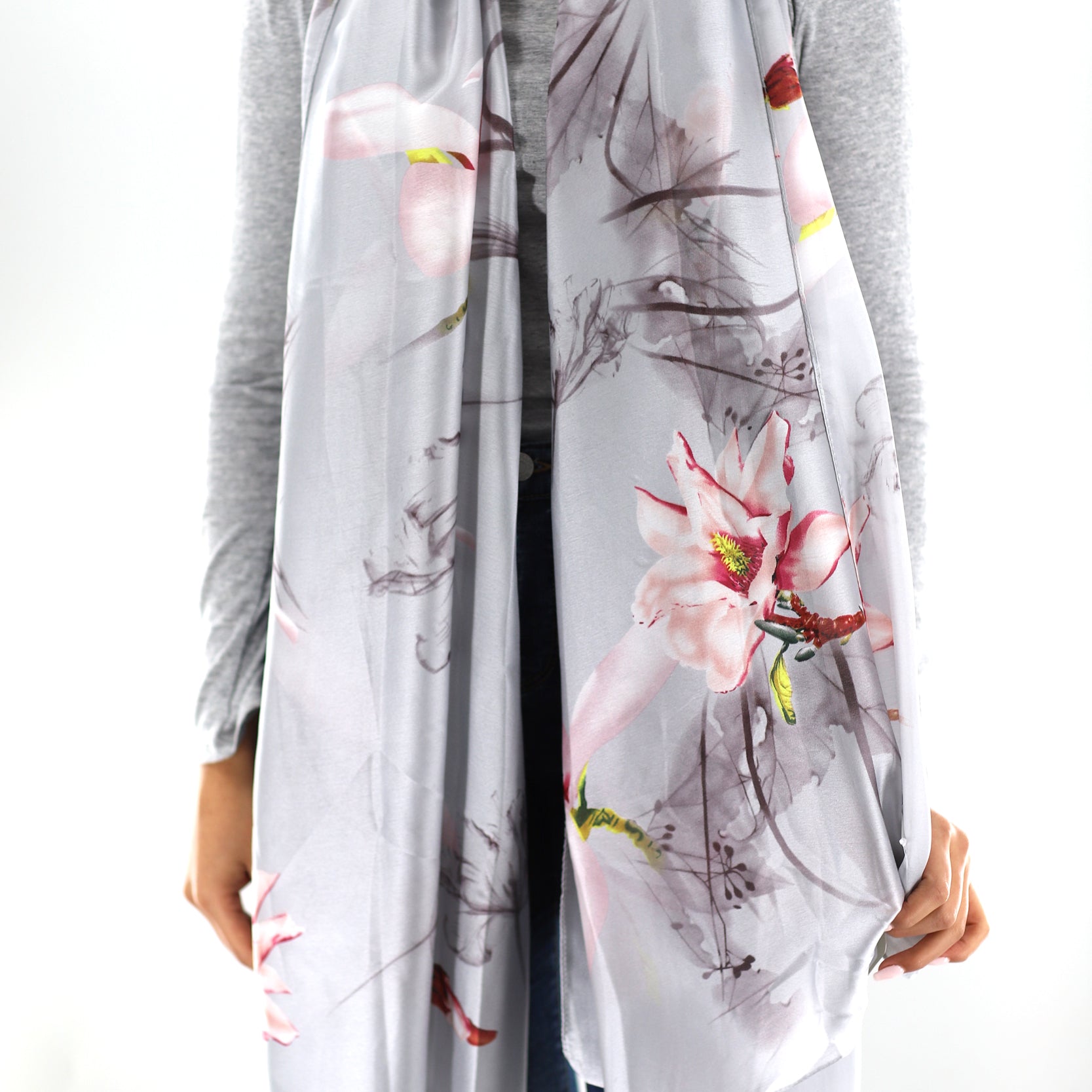 Lilac Floral Print Scarf by La Fiorentina -  Available in multiple colors - Clothing Accessories - La Fiorentina SS2215_LILAC