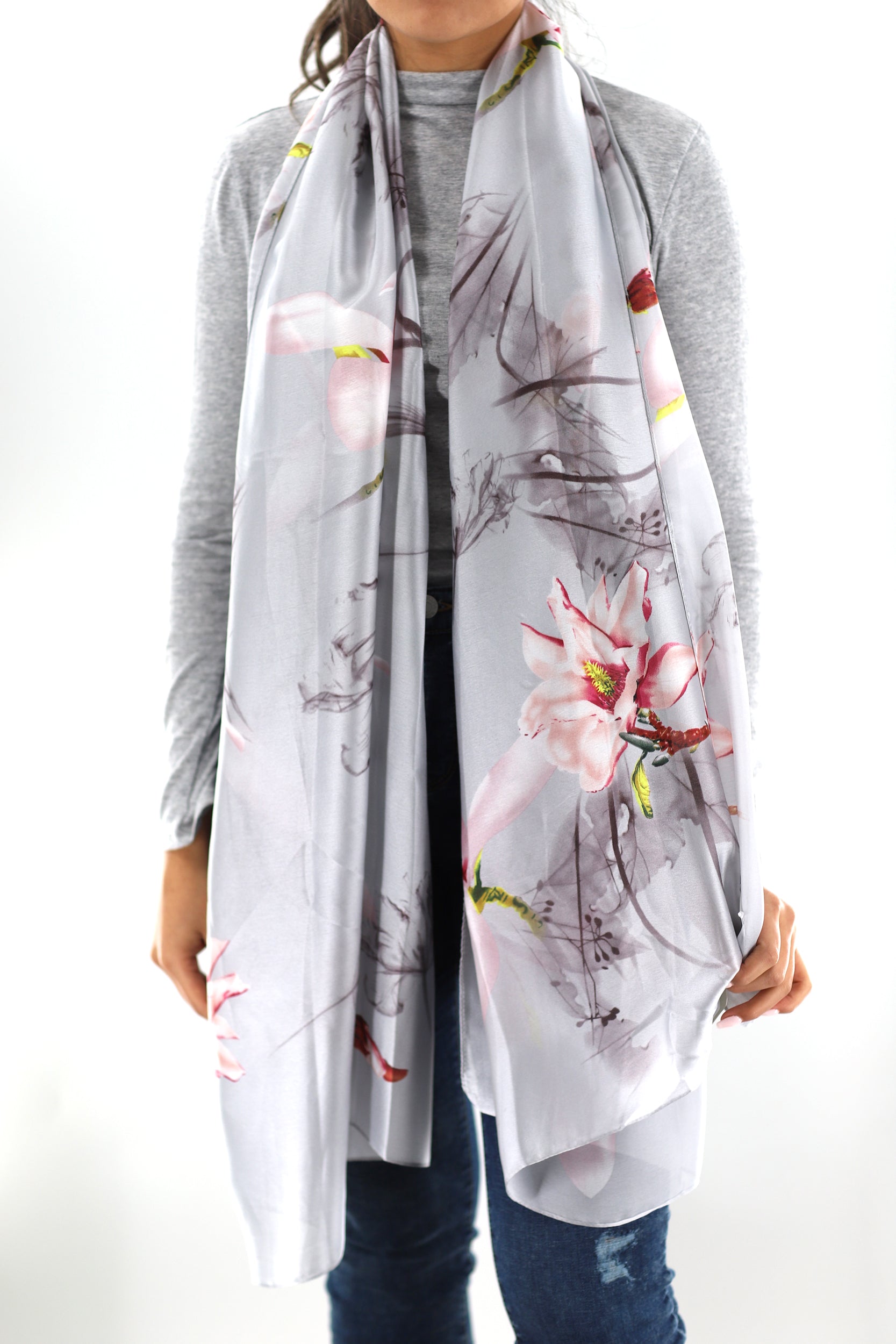 Lilac Floral Print Scarf by La Fiorentina -  Available in multiple colors - Clothing Accessories - La Fiorentina SS2215_LILAC