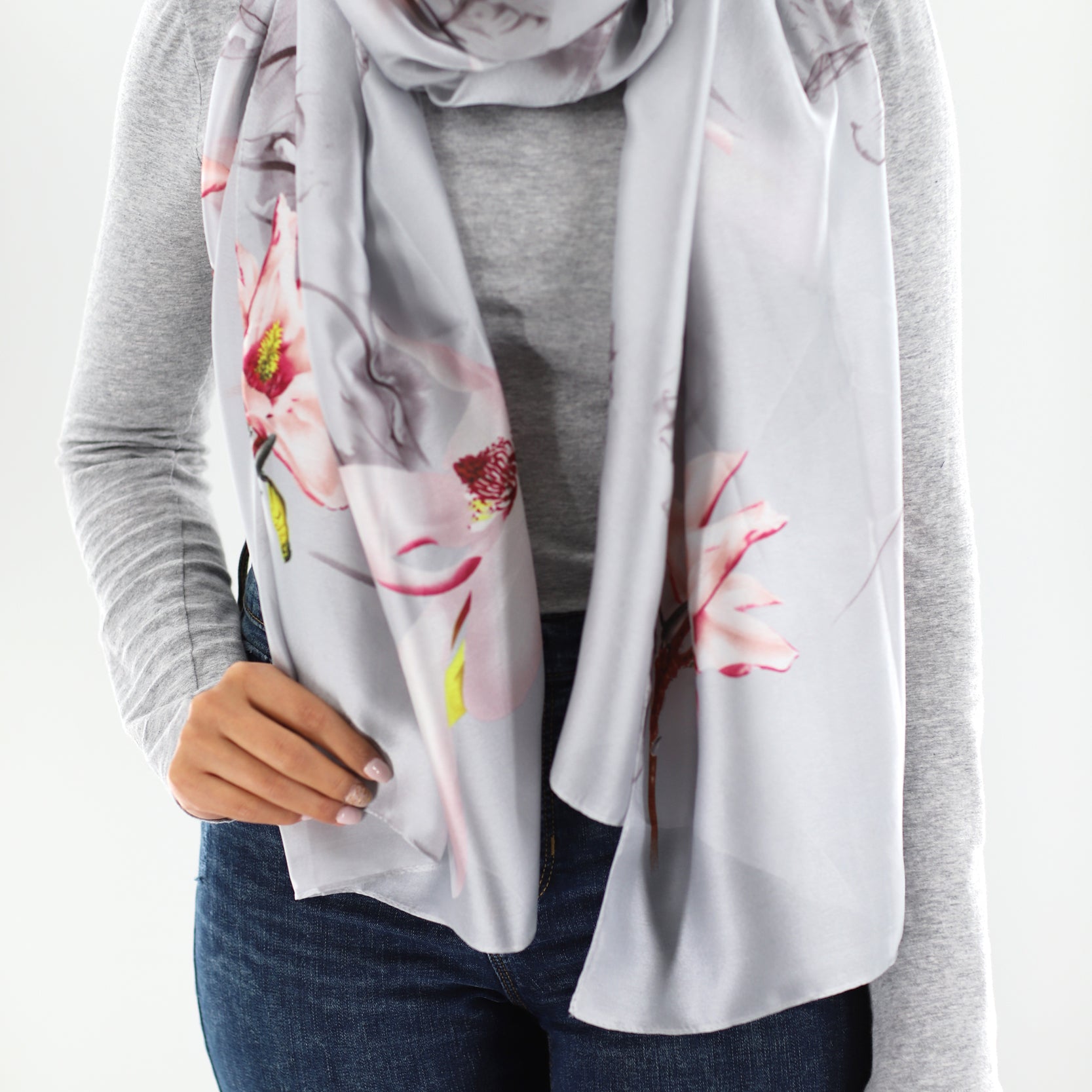 Lilac Floral Print Scarf by La Fiorentina -  Available in multiple colors - Clothing Accessories - La Fiorentina SS2215_LILAC