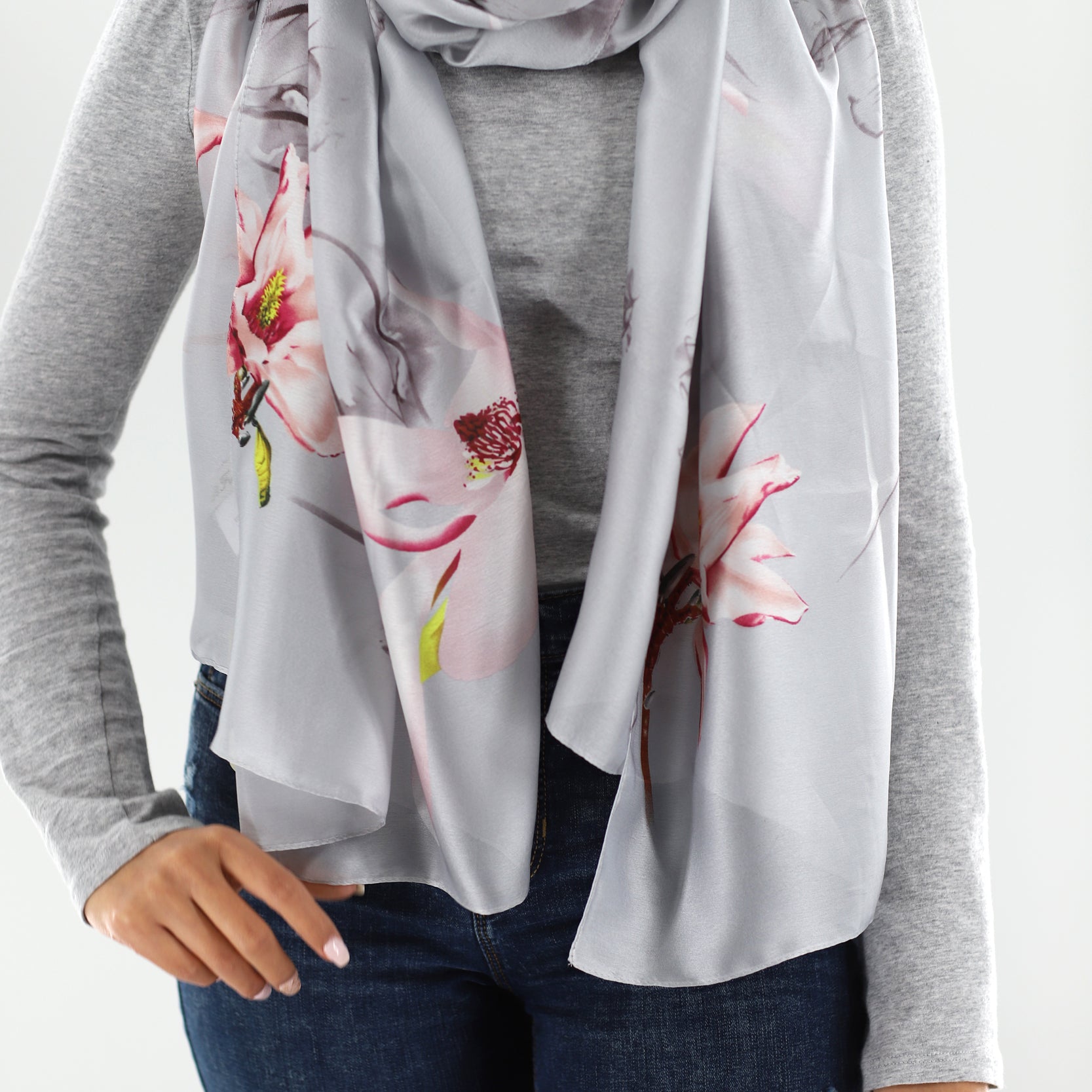 Lilac Floral Print Scarf by La Fiorentina -  Available in multiple colors - Clothing Accessories - La Fiorentina SS2215_LILAC