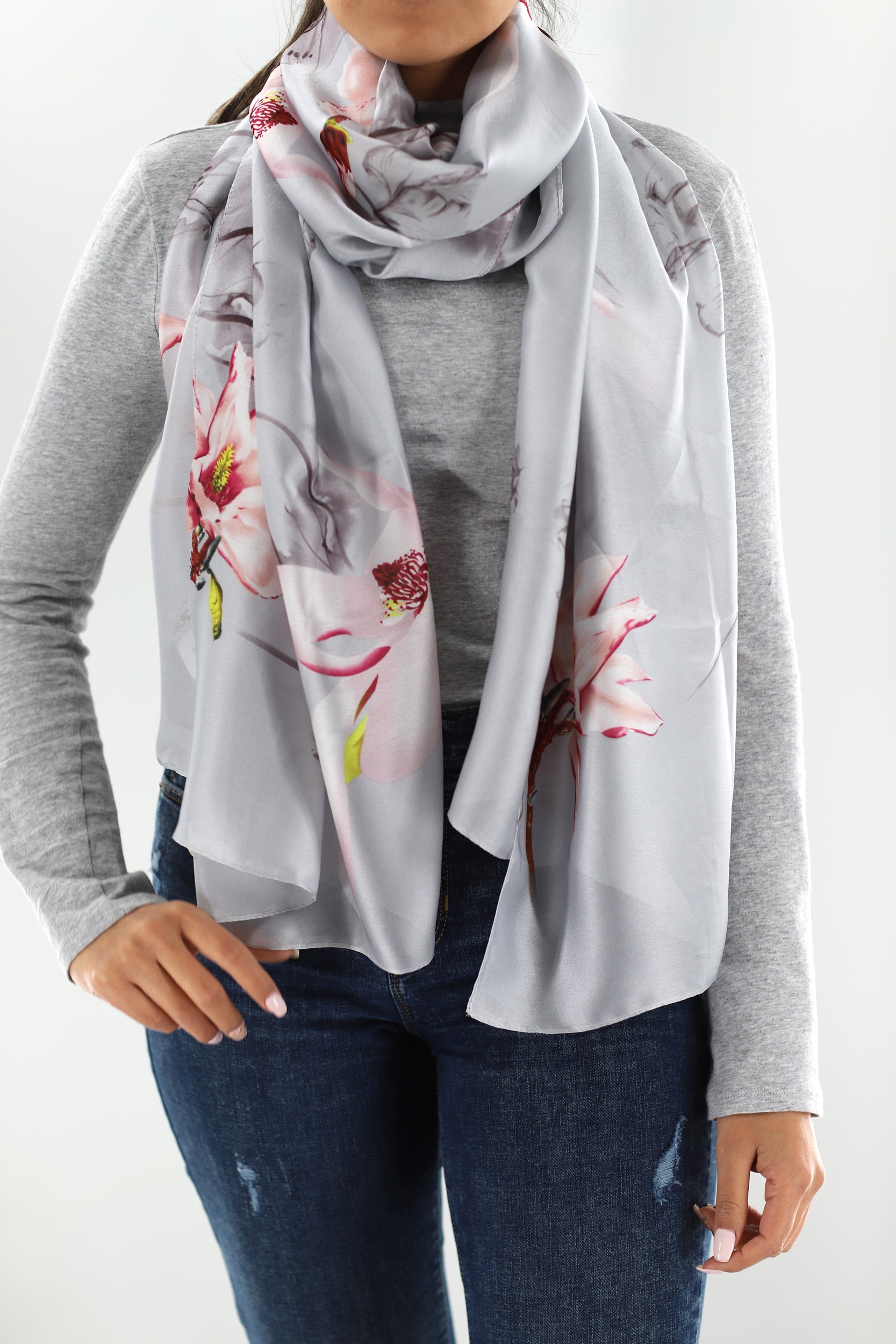 Lilac Floral Print Scarf by La Fiorentina -  Available in multiple colors - Clothing Accessories - La Fiorentina SS2215_LILAC