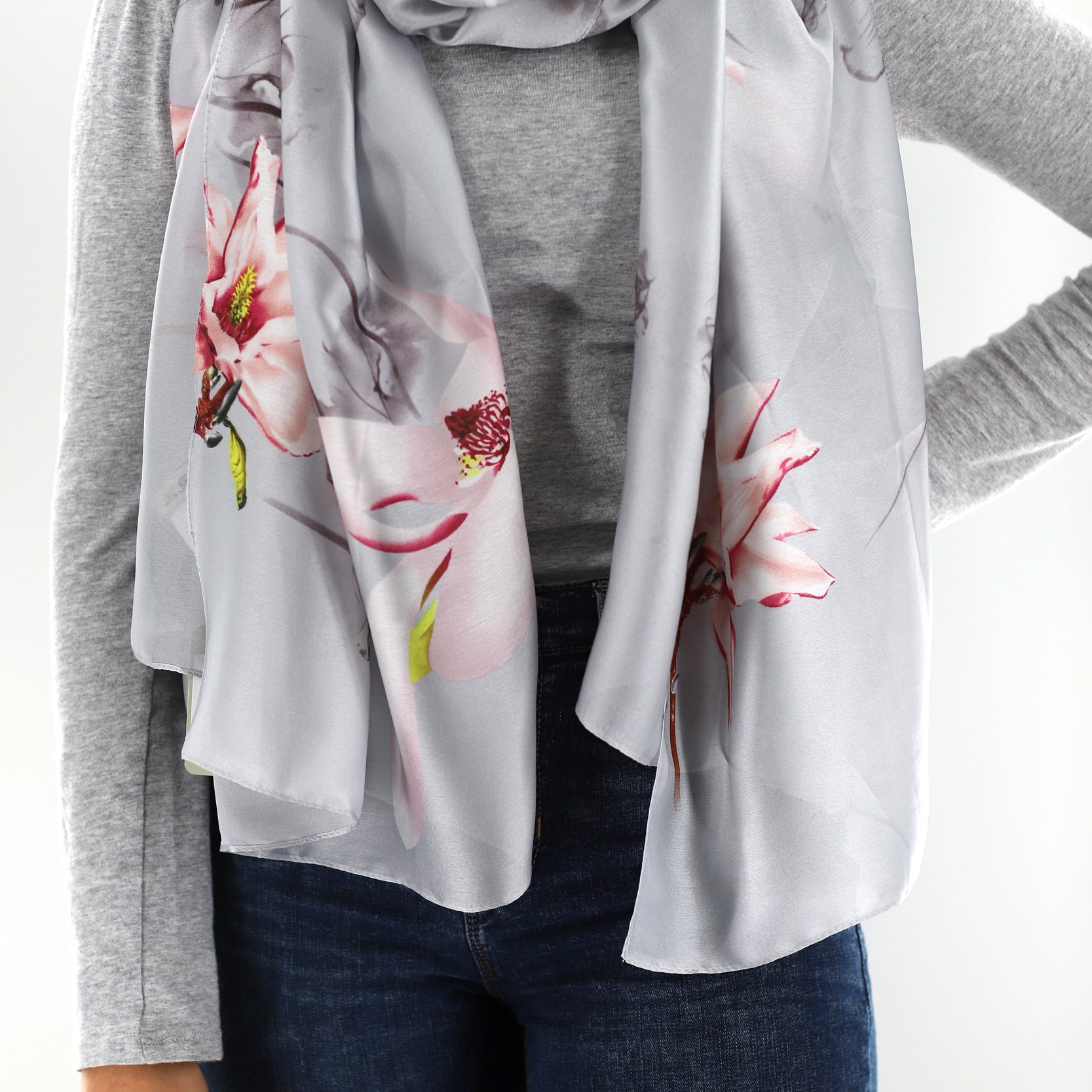 Lilac Floral Print Scarf by La Fiorentina -  Available in multiple colors - Clothing Accessories - La Fiorentina SS2215_LILAC