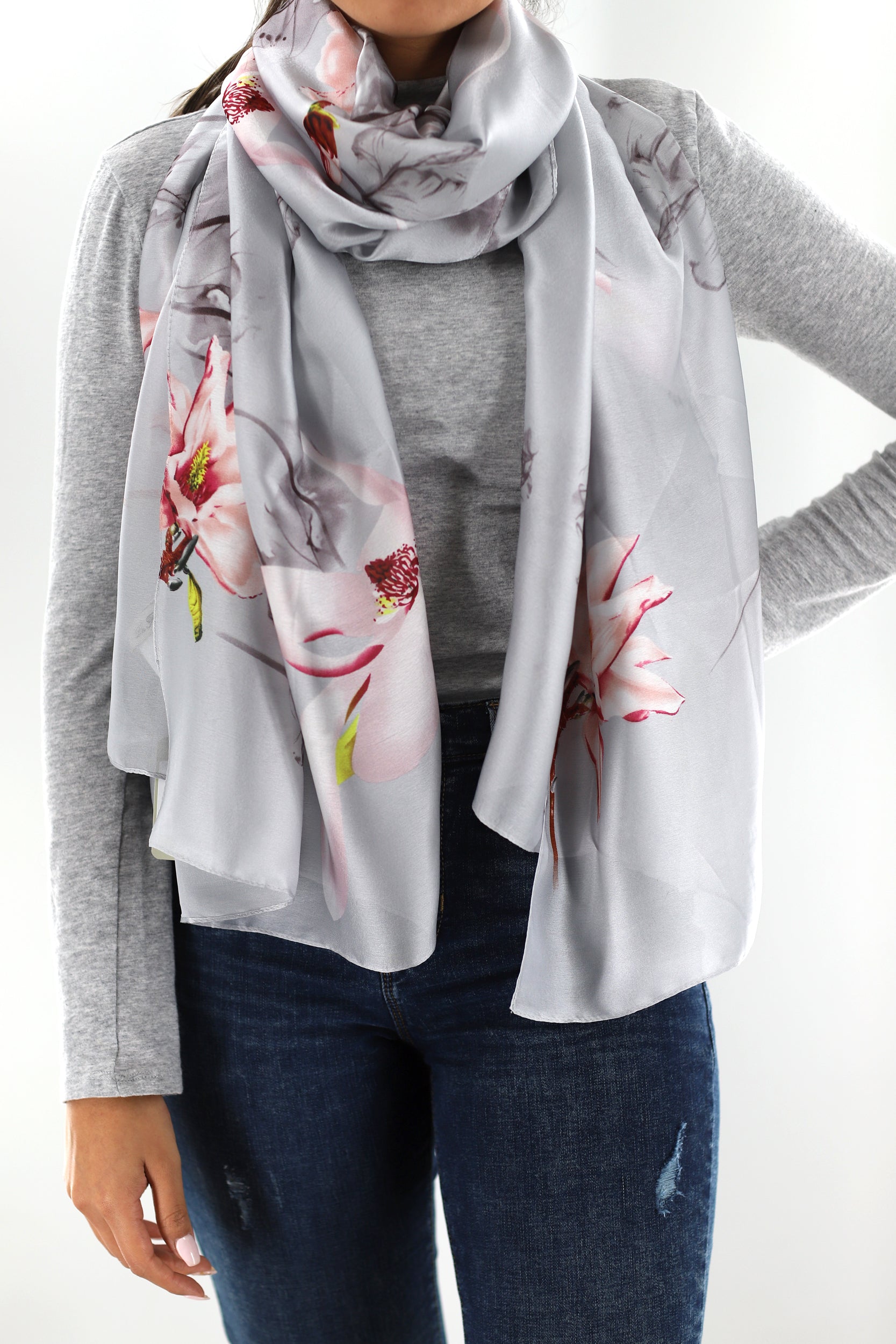 Lilac Floral Print Scarf by La Fiorentina -  Available in multiple colors - Clothing Accessories - La Fiorentina SS2215_LILAC