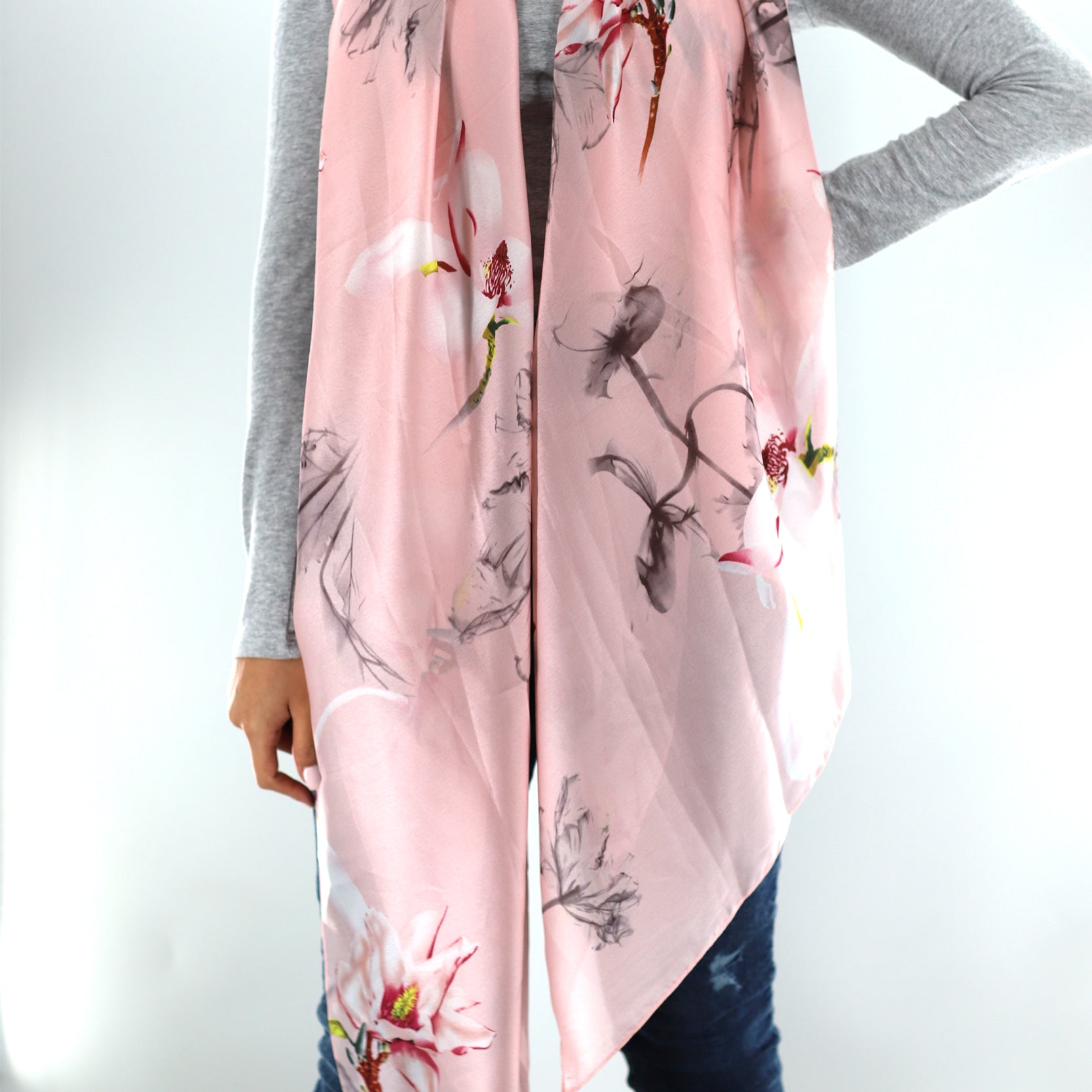 Pink Floral Print Scarf by La Fiorentina -  Available in multiple colors - Clothing Accessories - La Fiorentina SS2215_PINK