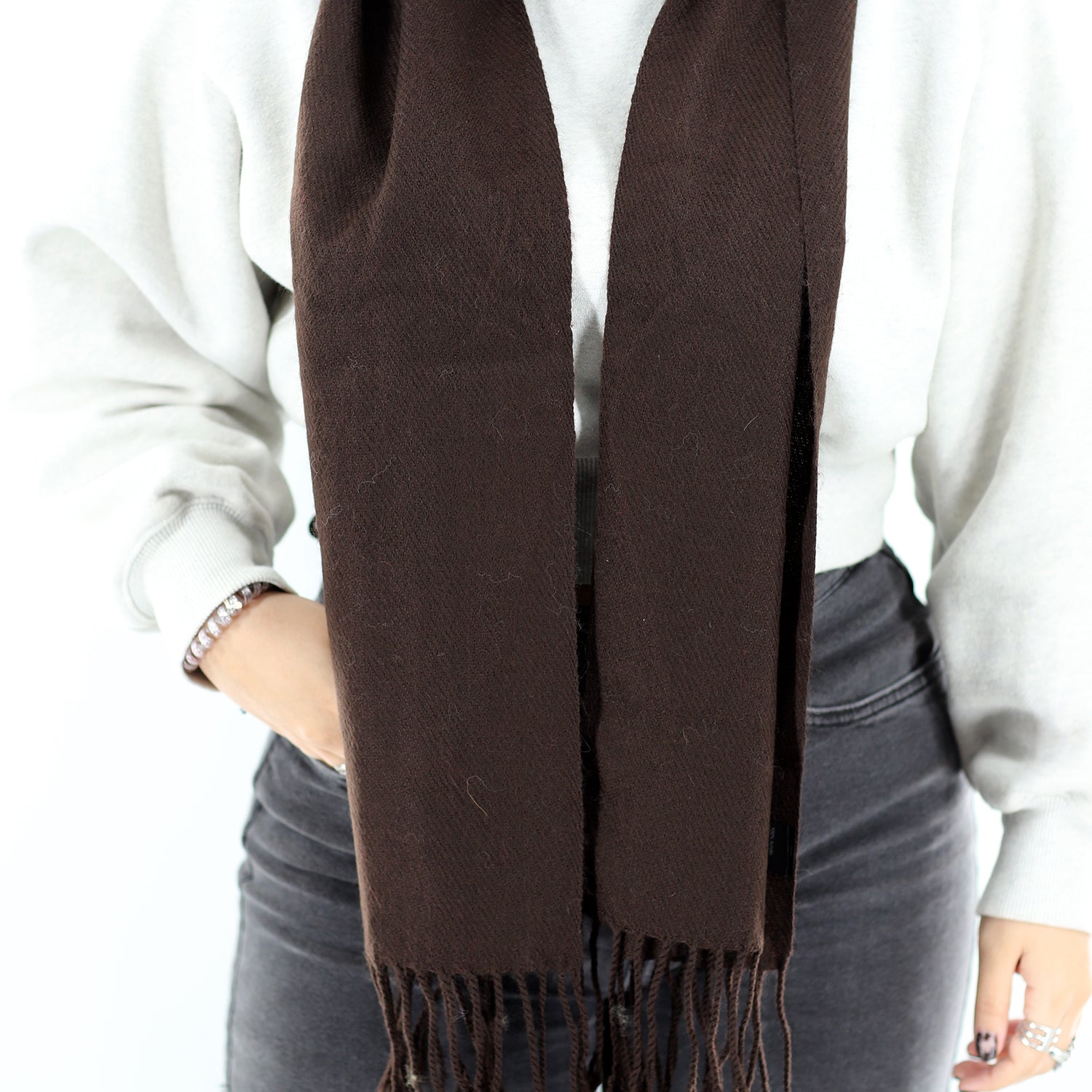 Lightweight Acrylic Scarf - Chocolate - Scarf - La Fiorentina SUPER-900