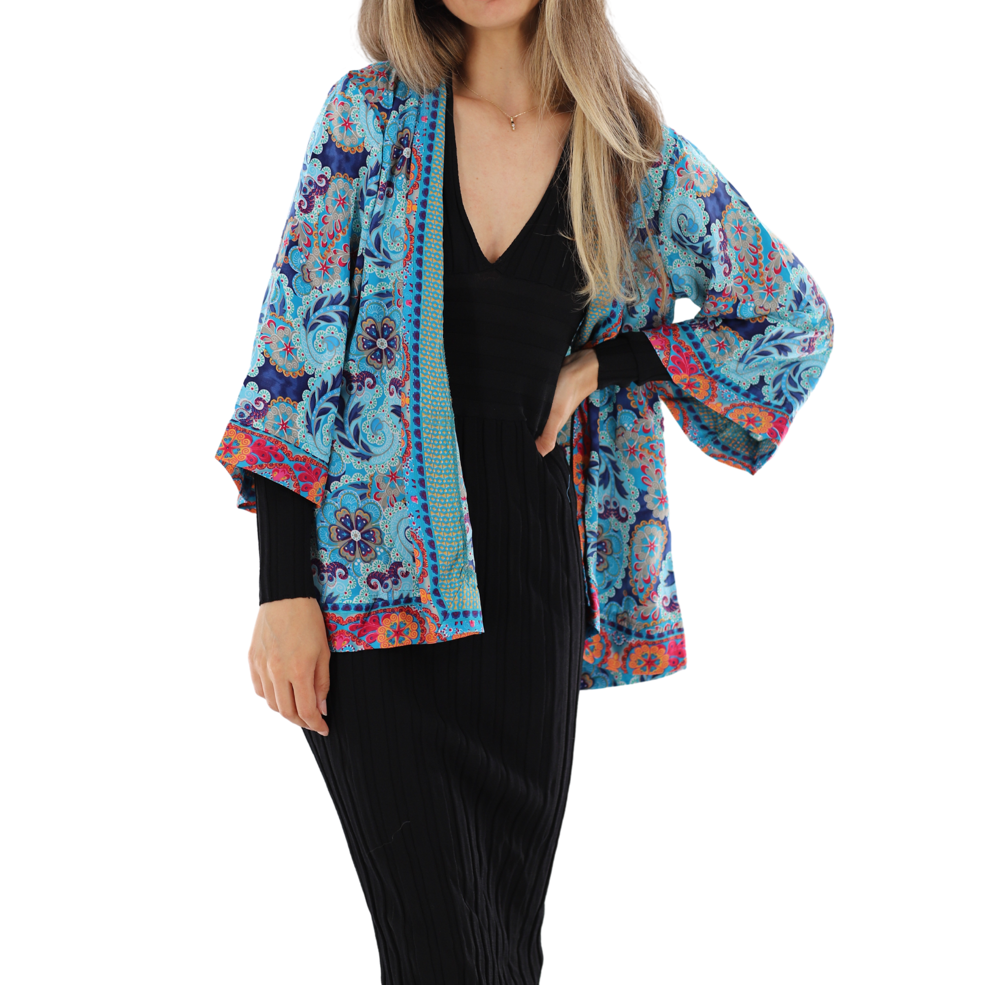 Short Floral 'Sofia' Kimono - Dresses - La Fiorentina 1147-SOFIA-S