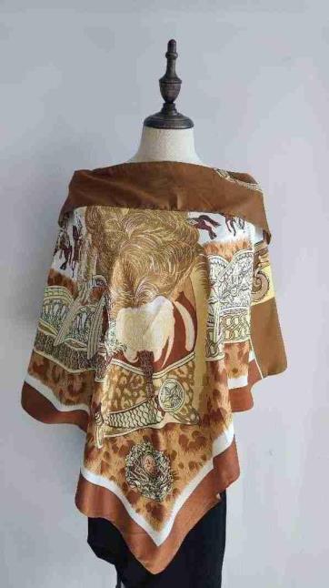 La Fiorentina Abstract Print Poncho 100% Polyester - Brown - Spring Poncho - La Fiorentina TN1733-23C-BROWN