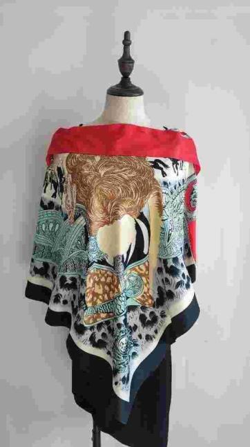 La Fiorentina Abstract Print Poncho 100% Polyester - Red - Spring Poncho - La Fiorentina TN1733-23C-RED